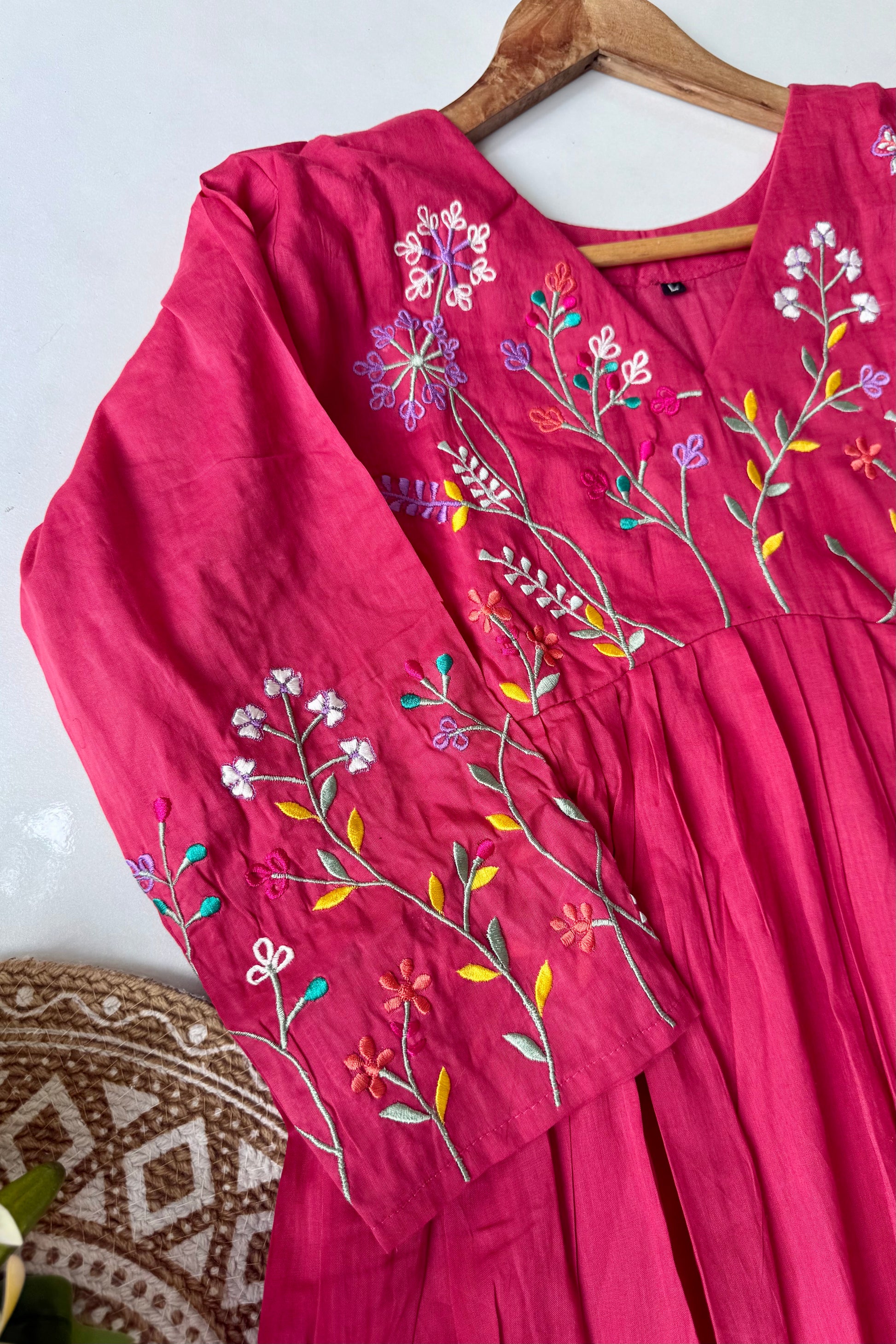 “Ziva” Beautiful Mul Cotton Embroidered Anarkali Kurta Set