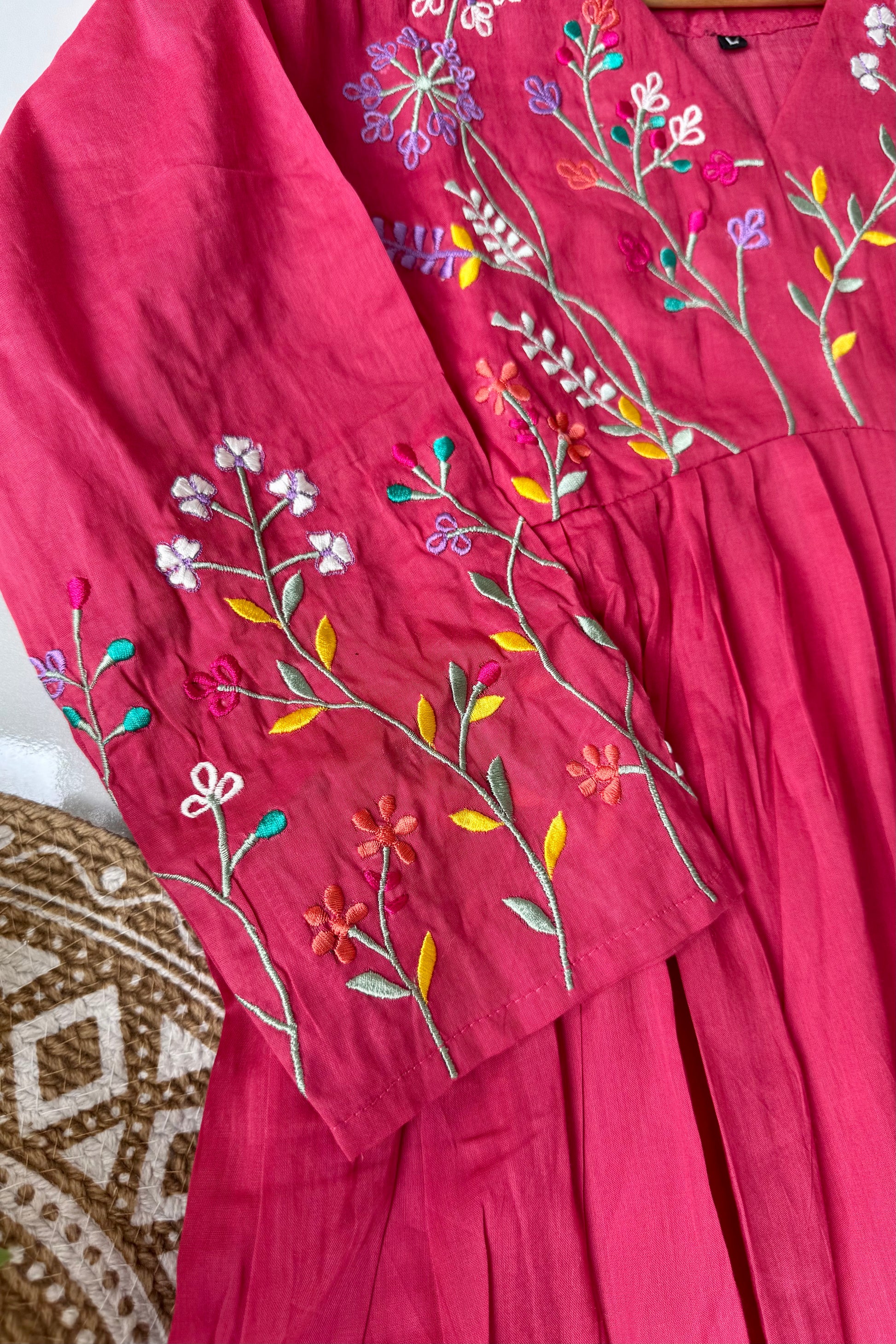 “Ziva” Beautiful Mul Cotton Embroidered Anarkali Kurta Set