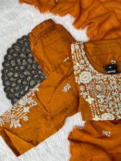 “ SUHANA” A very beautiful festival wear special rust orange set