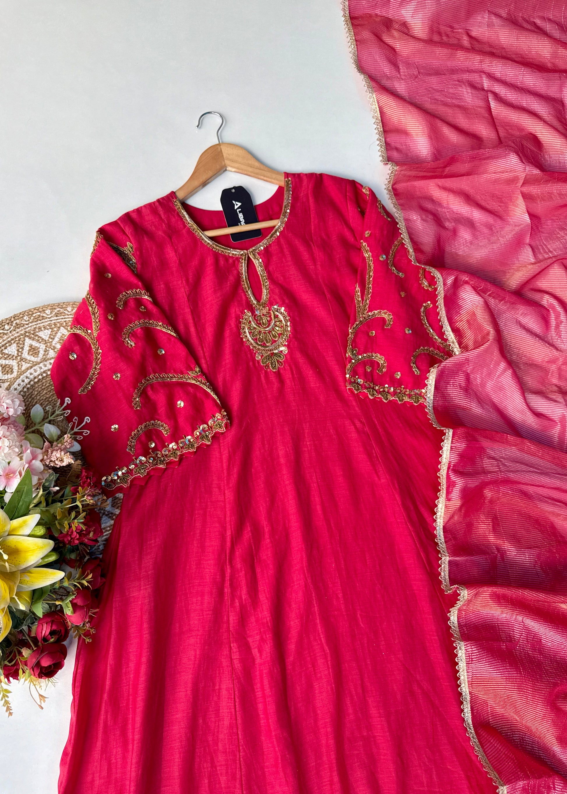 “Myra” Premium Mul Chanderi A line Anarkali Kurta Set