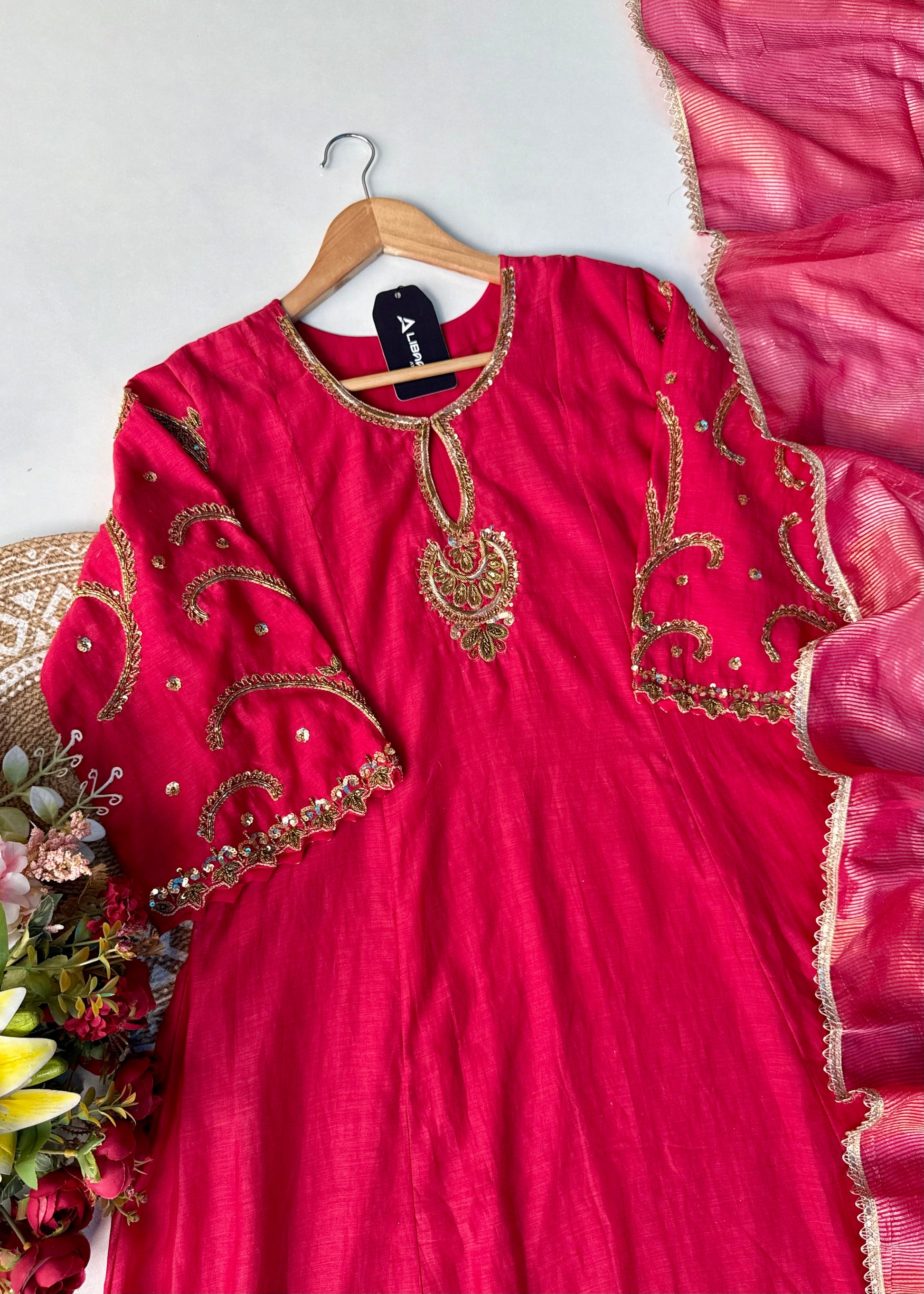 “Myra” Premium Mul Chanderi A line Anarkali Kurta Set