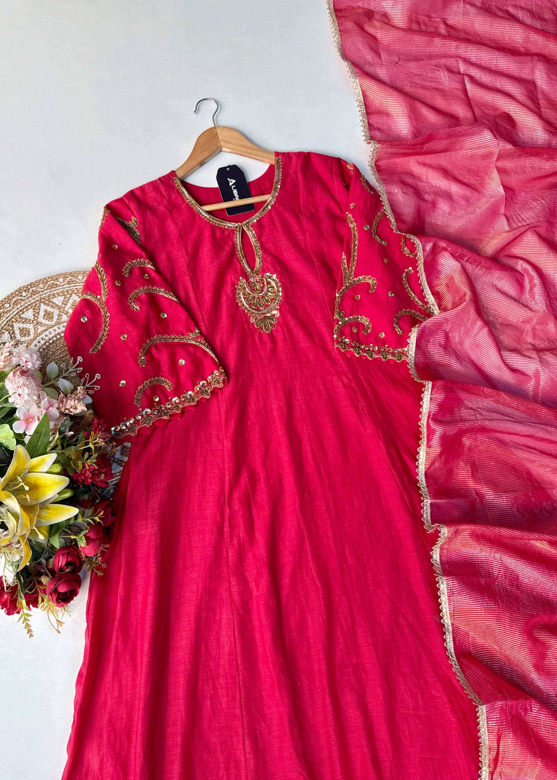 “Myra” Premium Mul Chanderi A line Anarkali Kurta Set