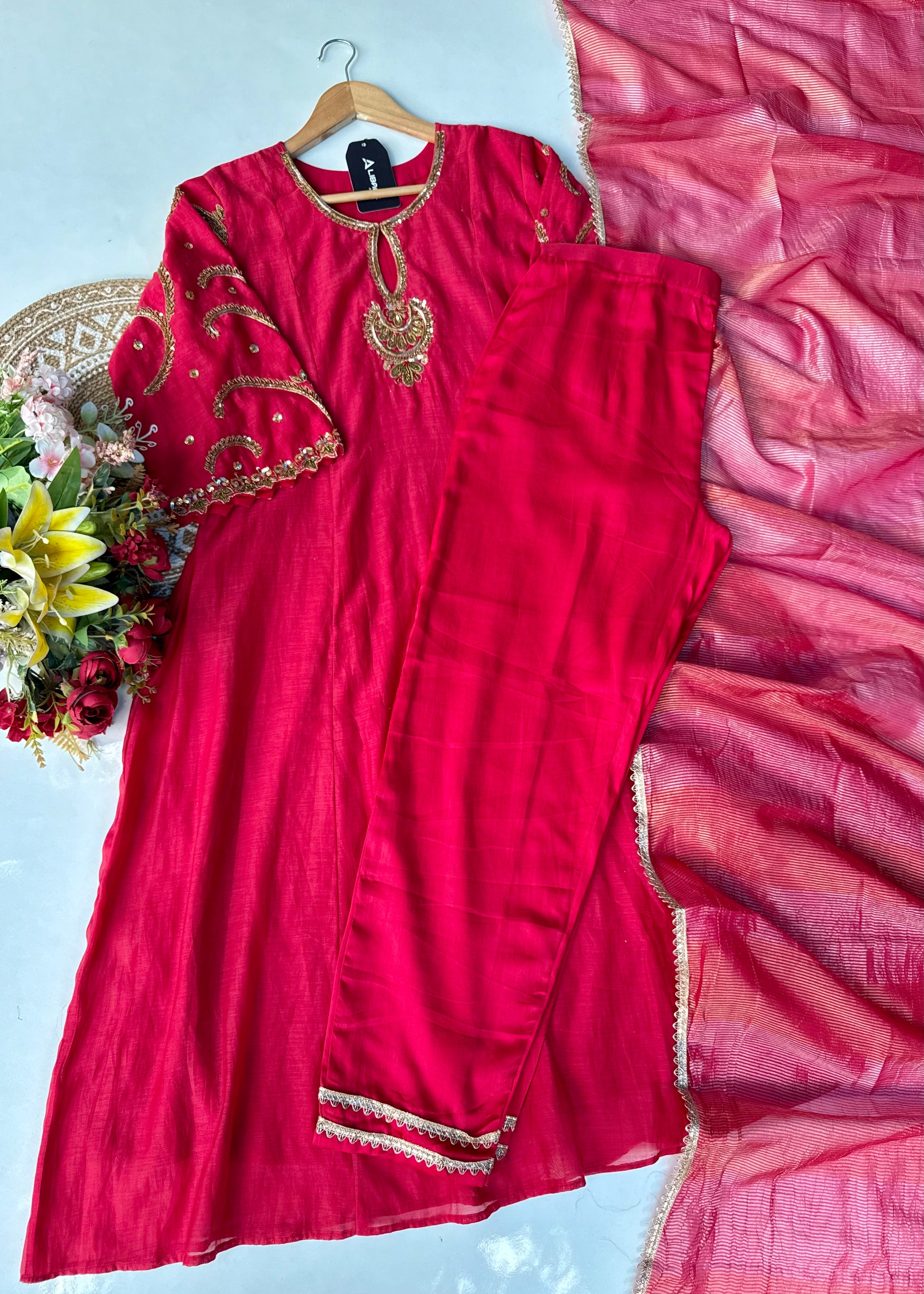 “Myra” Premium Mul Chanderi A line Anarkali Kurta Set