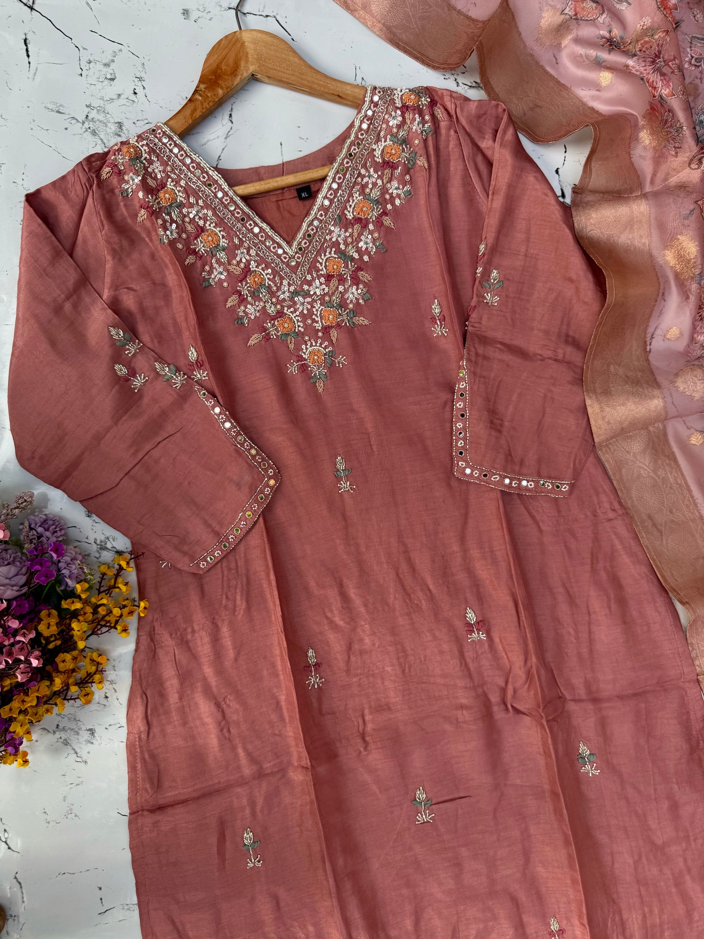 "HIJR" Party wear Handcrafted dola silk set