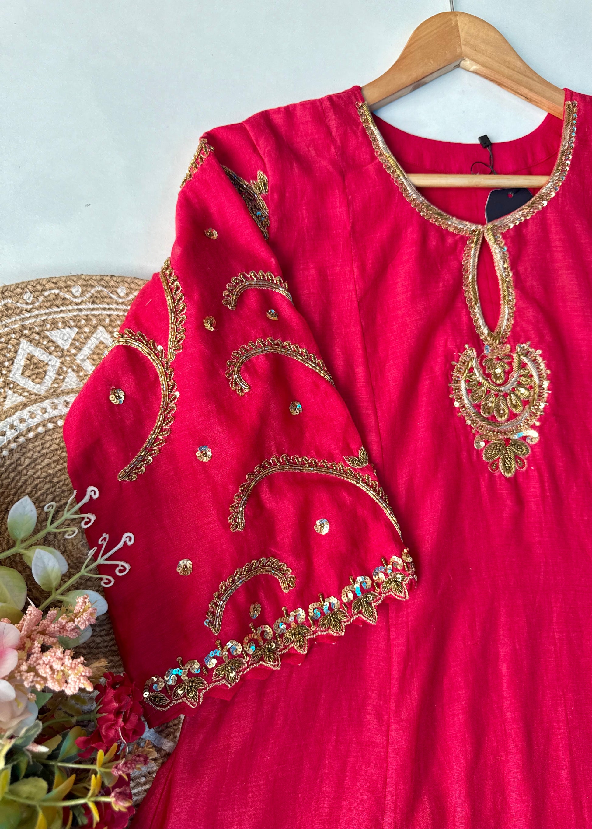 “Myra” Premium Mul Chanderi A line Anarkali Kurta Set