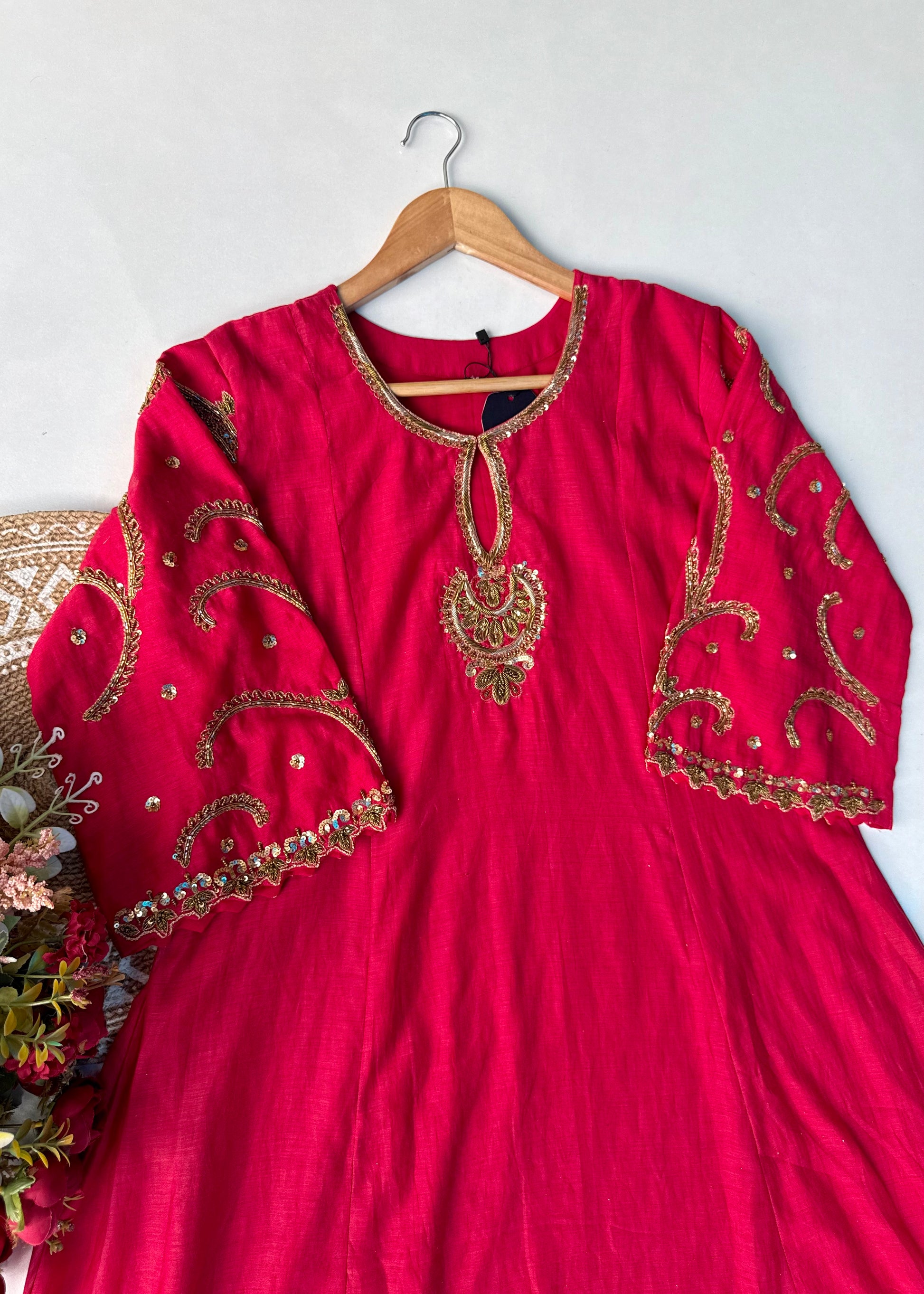 “Myra” Premium Mul Chanderi A line Anarkali Kurta Set
