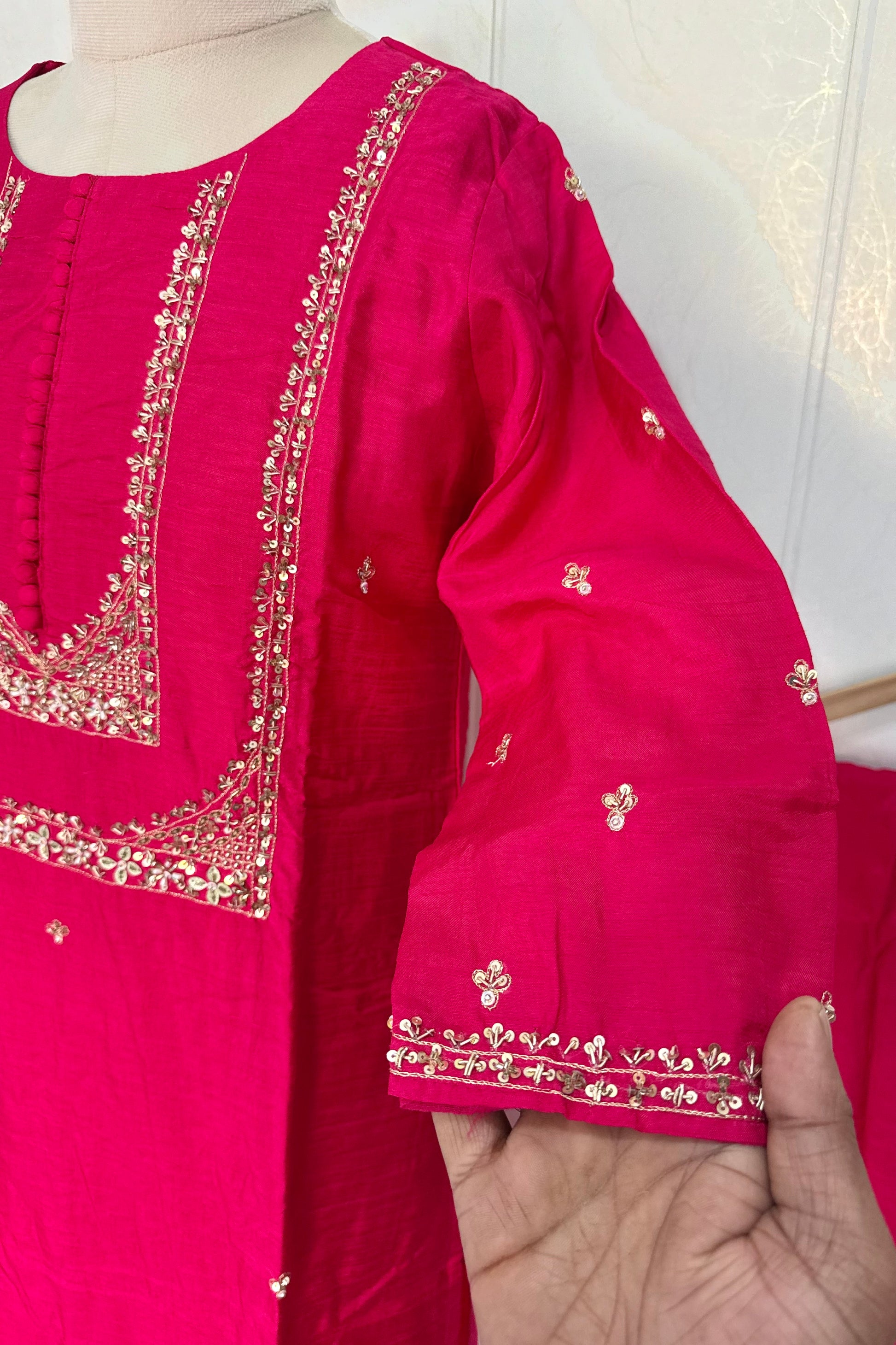 “Hiya” Premium range Dola Silk handwork Kurta Set