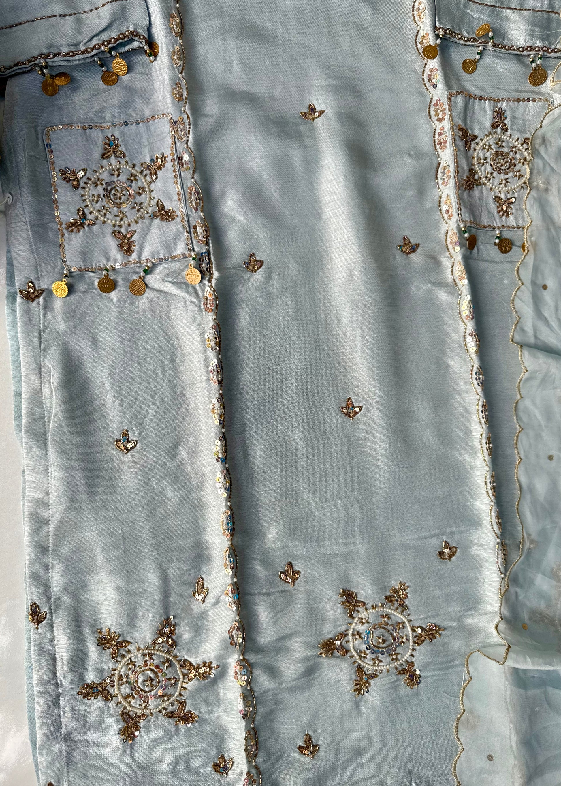 “Aylize” Elegant Dola Silk heavy handwork Kurta Set with Dupatta