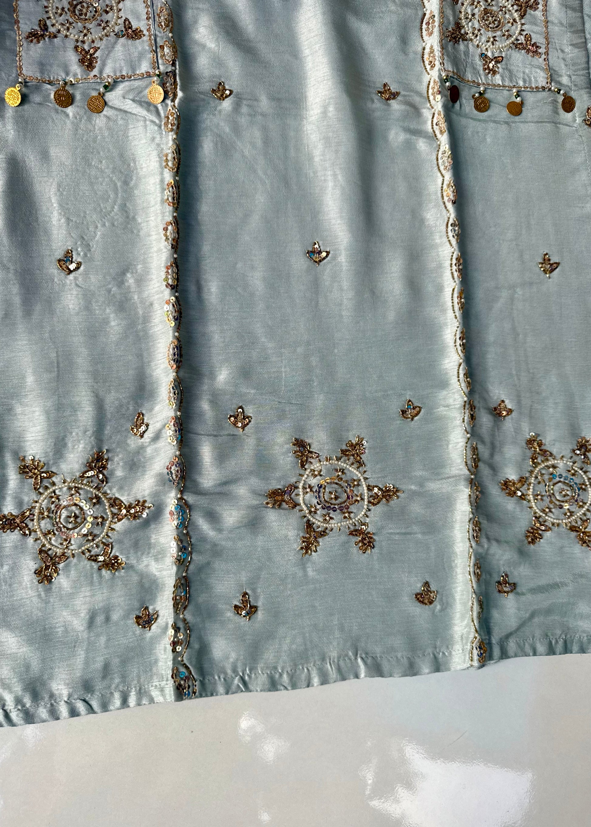 “Aylize” Elegant Dola Silk heavy handwork Kurta Set with Dupatta