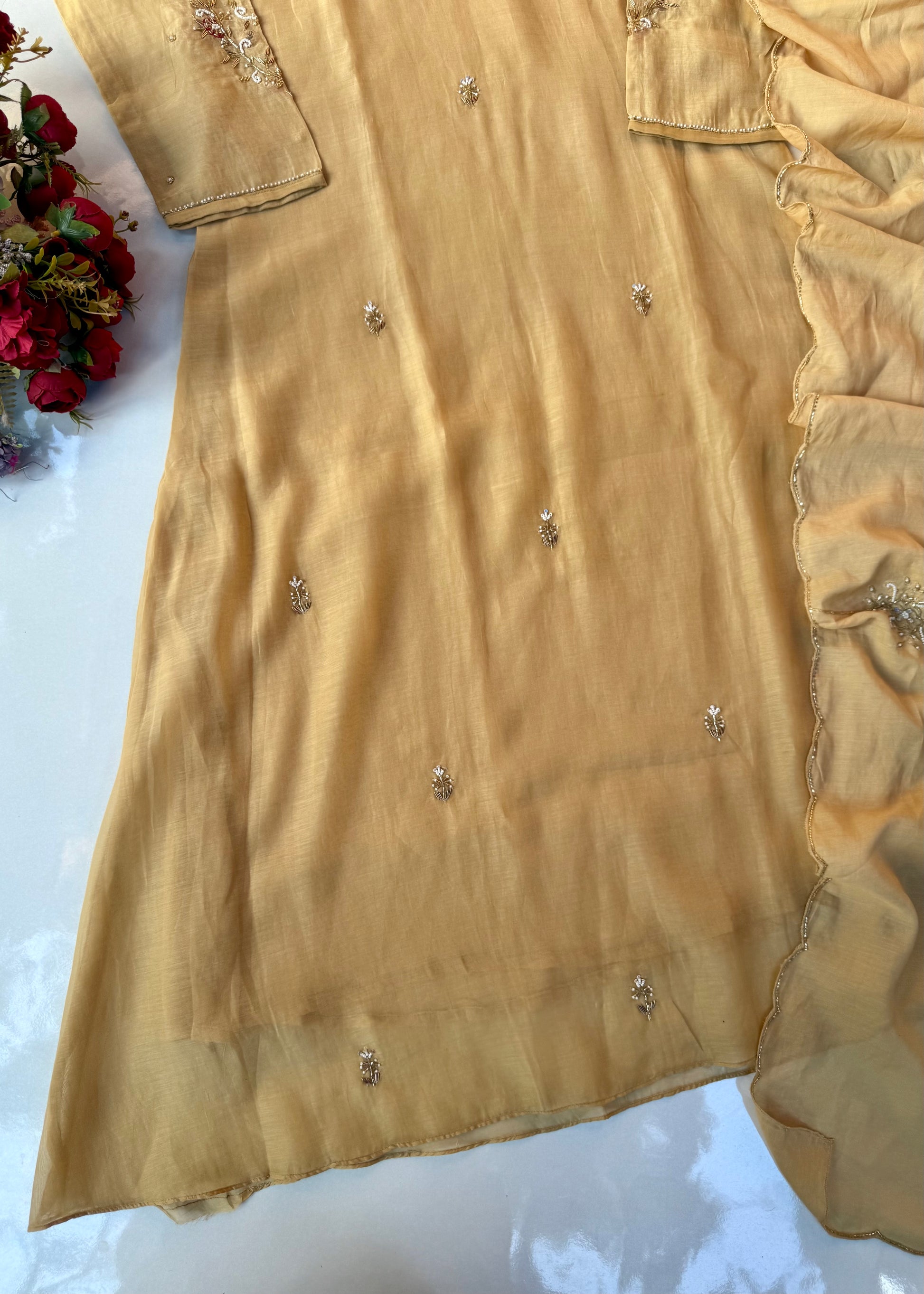 “Iqrah” premium Mul-Chanderi Party wear A Line suit set