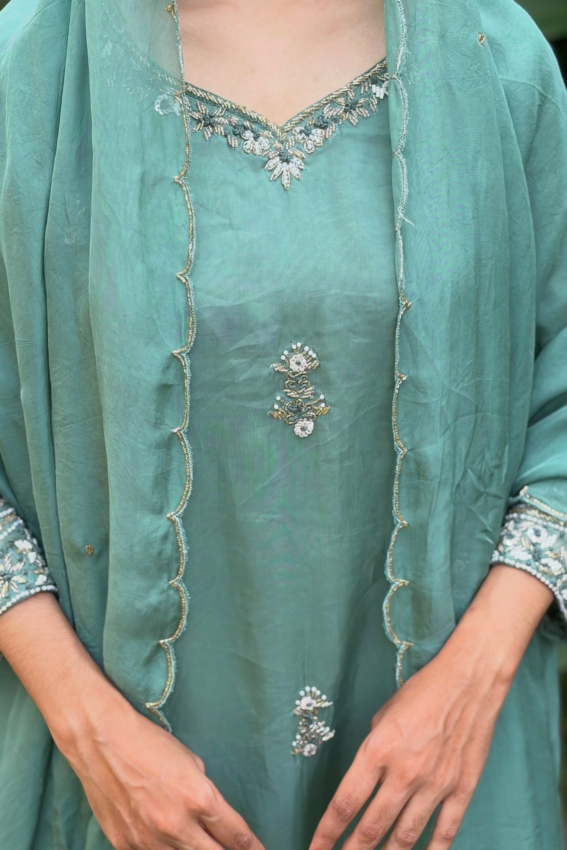🛍️Alina - Premium Designer Organza Viscose A Line Kurta Set
