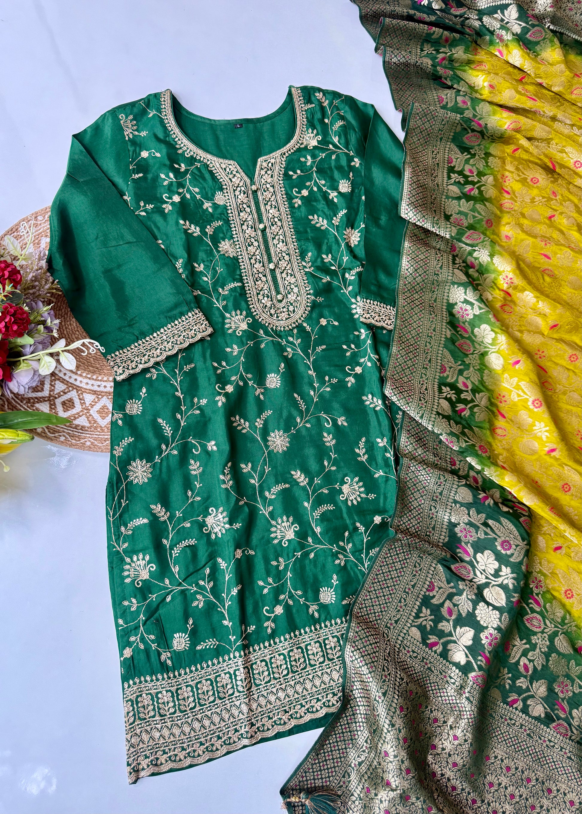 “AYAT” Festive wear Jacquard silk kurta palazzo set