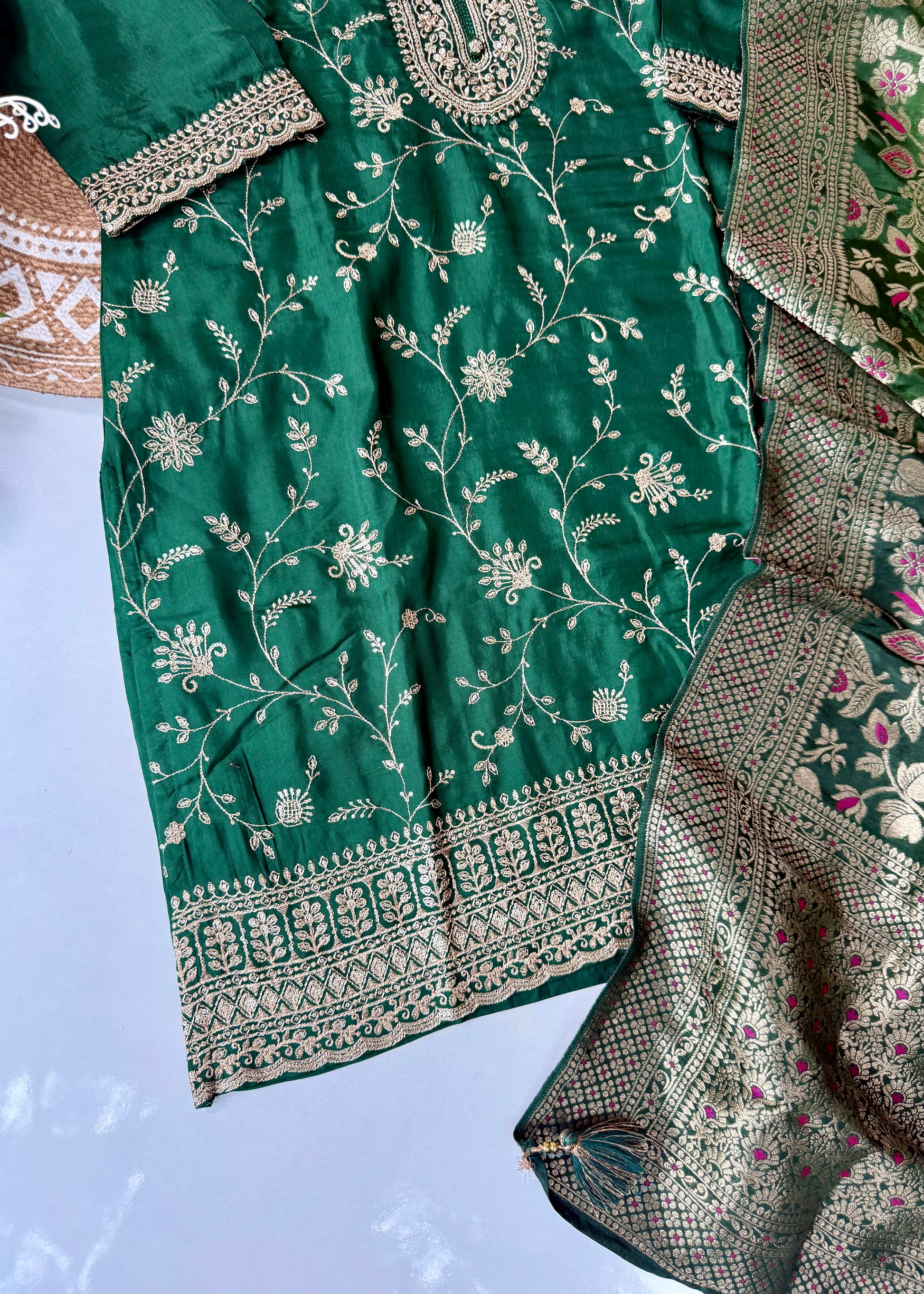 “AYAT” Festive wear Jacquard silk kurta palazzo set