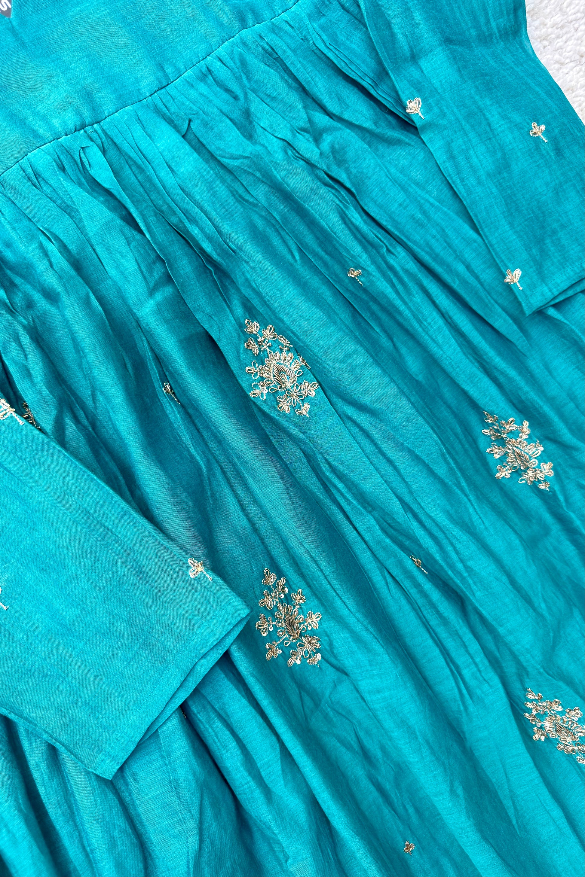 🛍️”Malika – Premium Mul Chanderi Anarkali Kurta Set