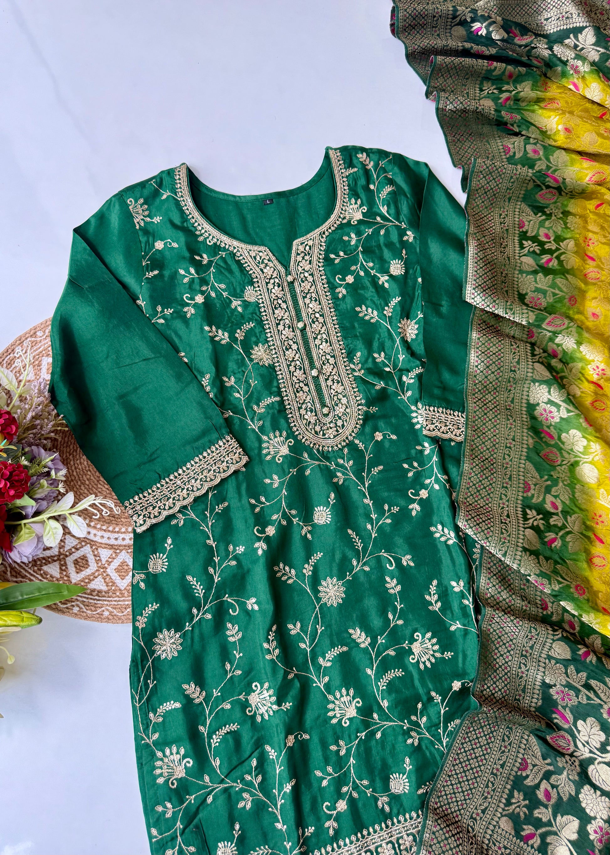 “AYAT” Festive wear Jacquard silk kurta palazzo set