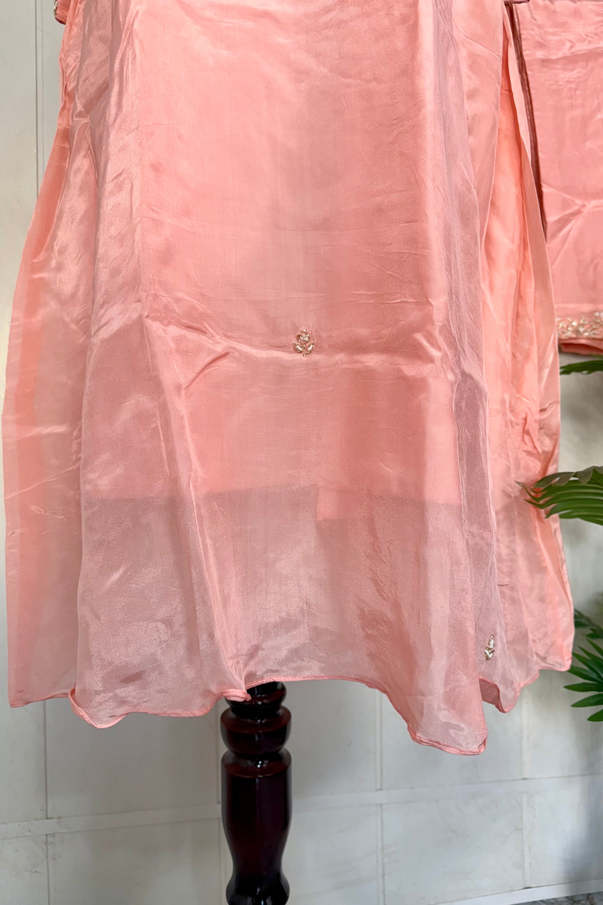 “Inayat” Premium Chinnon handcrafted A- Line  kurta set