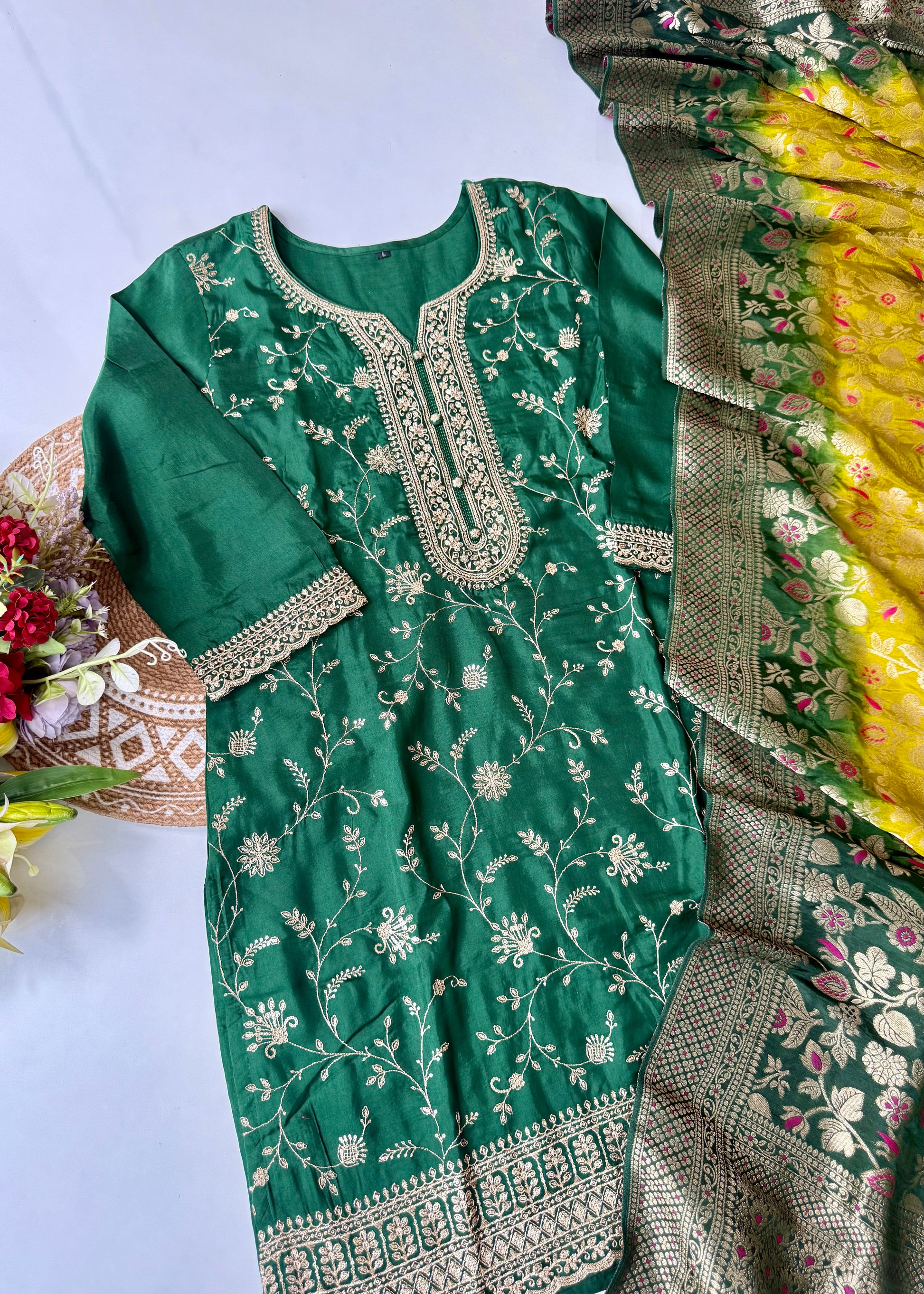 “AYAT” Festive wear Jacquard silk kurta palazzo set