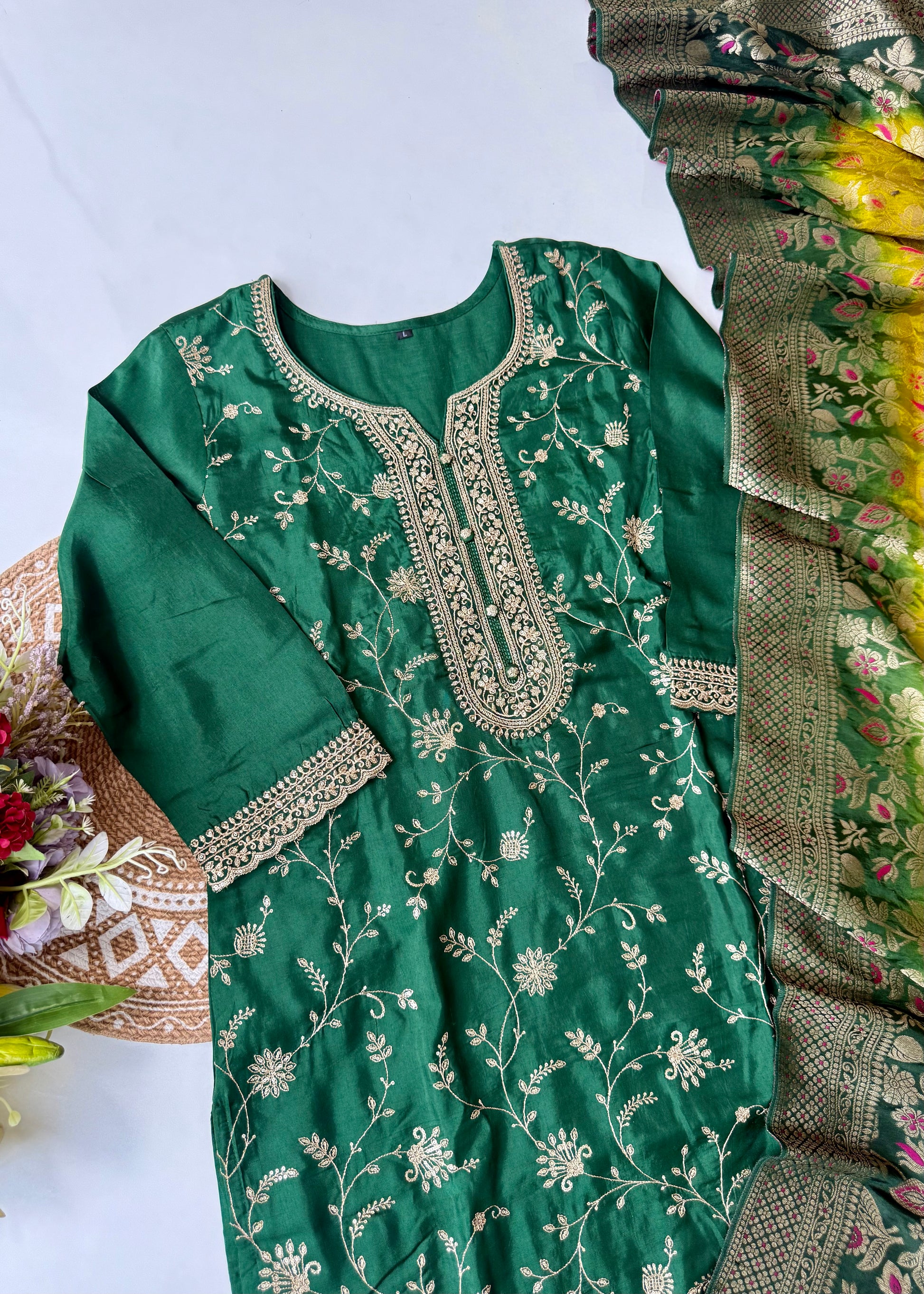 “AYAT” Festive wear Jacquard silk kurta palazzo set