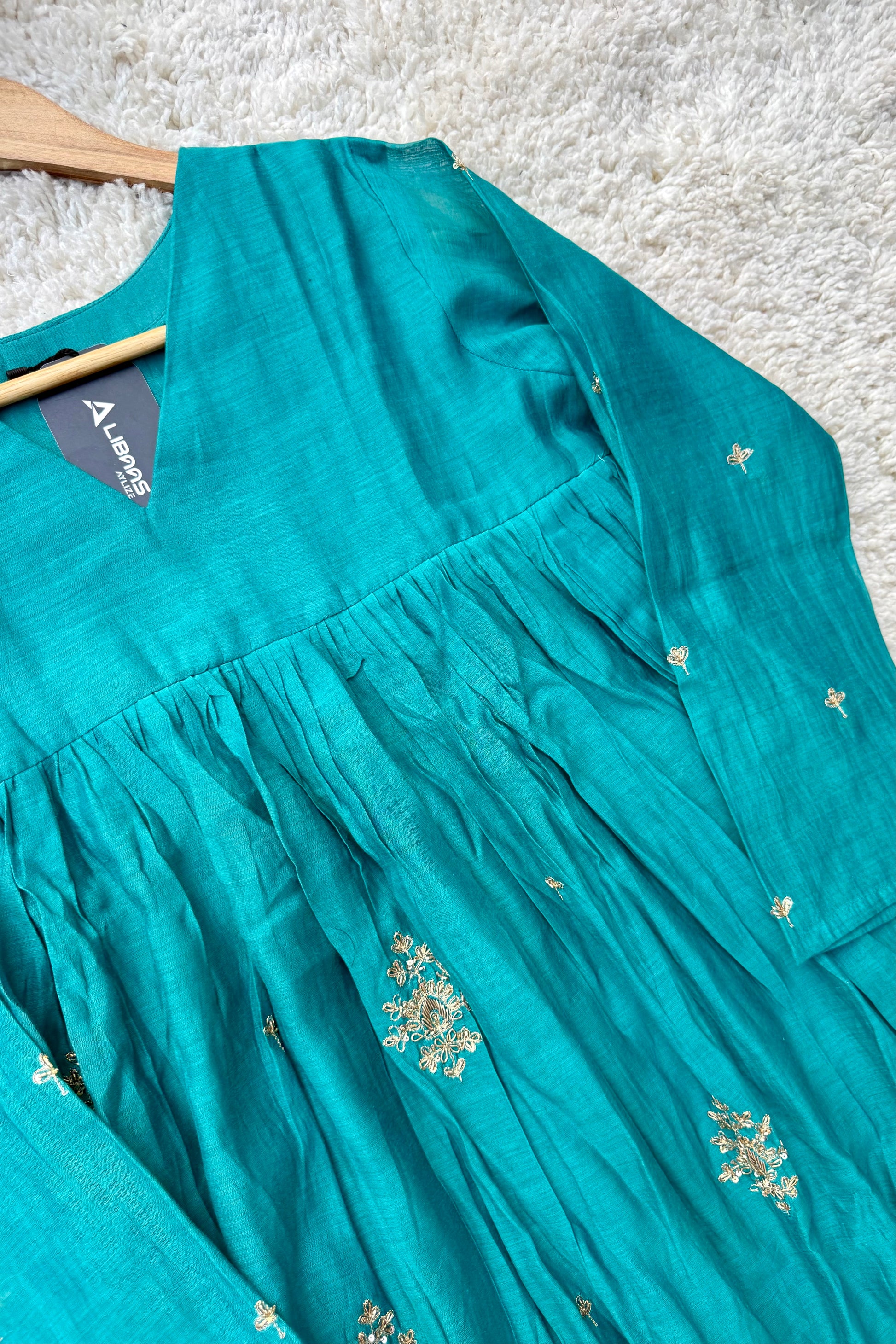 🛍️”Malika – Premium Mul Chanderi Anarkali Kurta Set