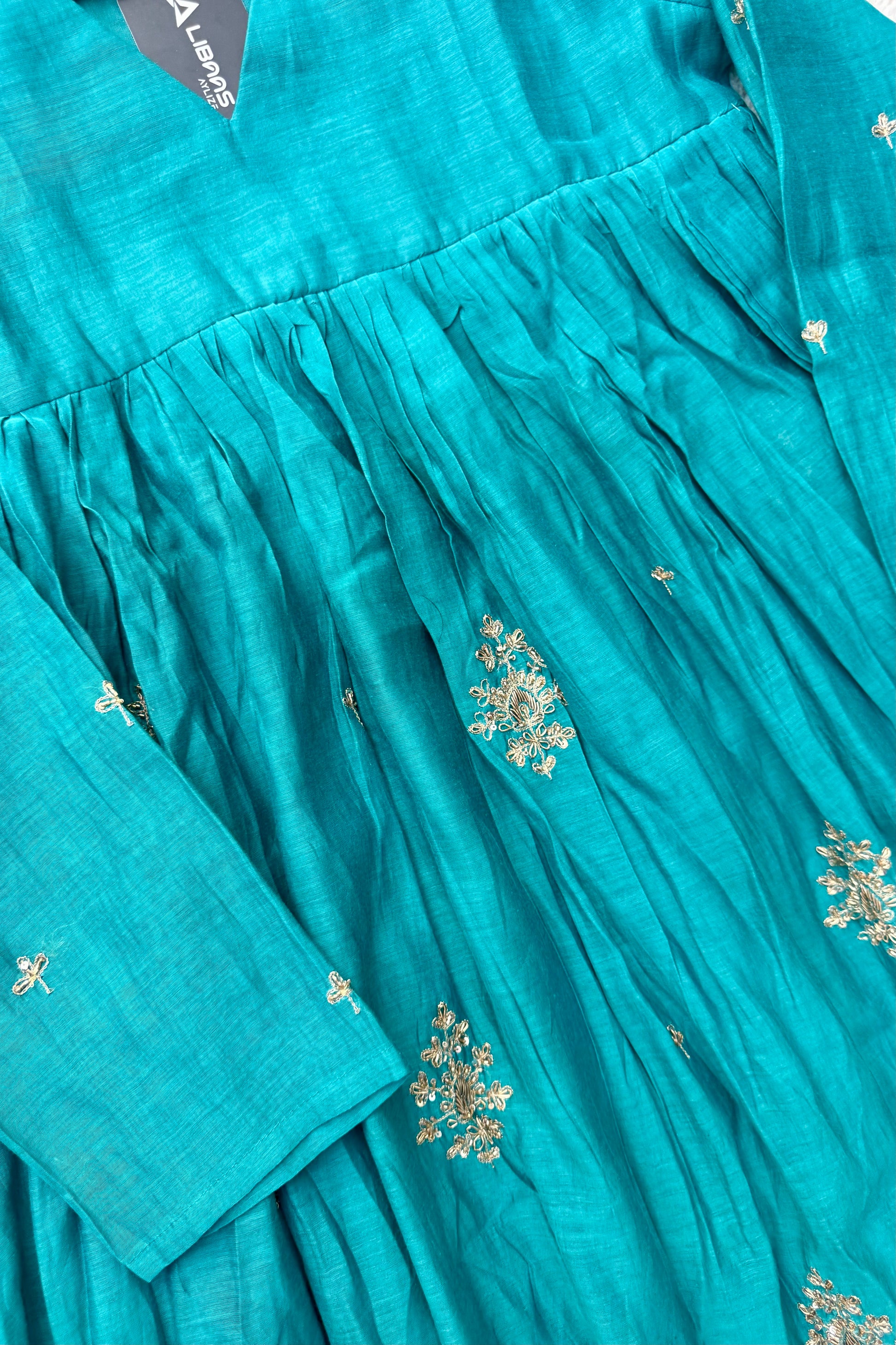 🛍️”Malika – Premium Mul Chanderi Anarkali Kurta Set