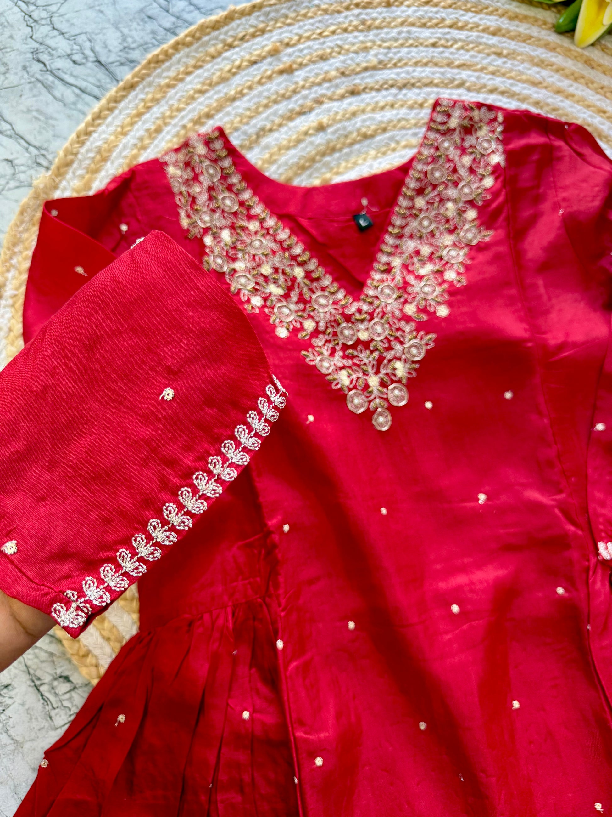 "Rahbar" Tissue silk handwork Anarkali with pants and organza dupatta