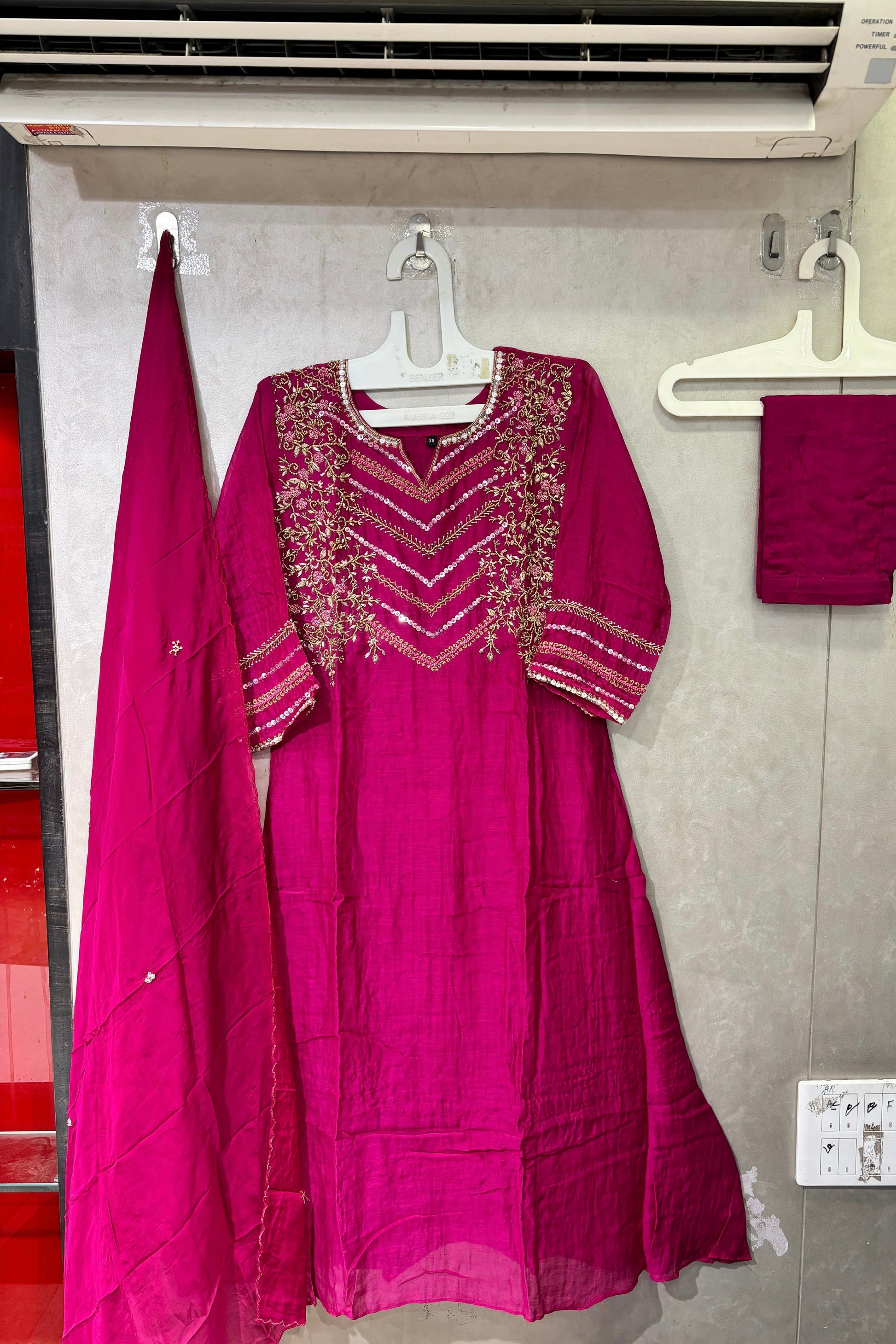 “Chanda” Premium karwa chaut special mul chanderi A line kurta set