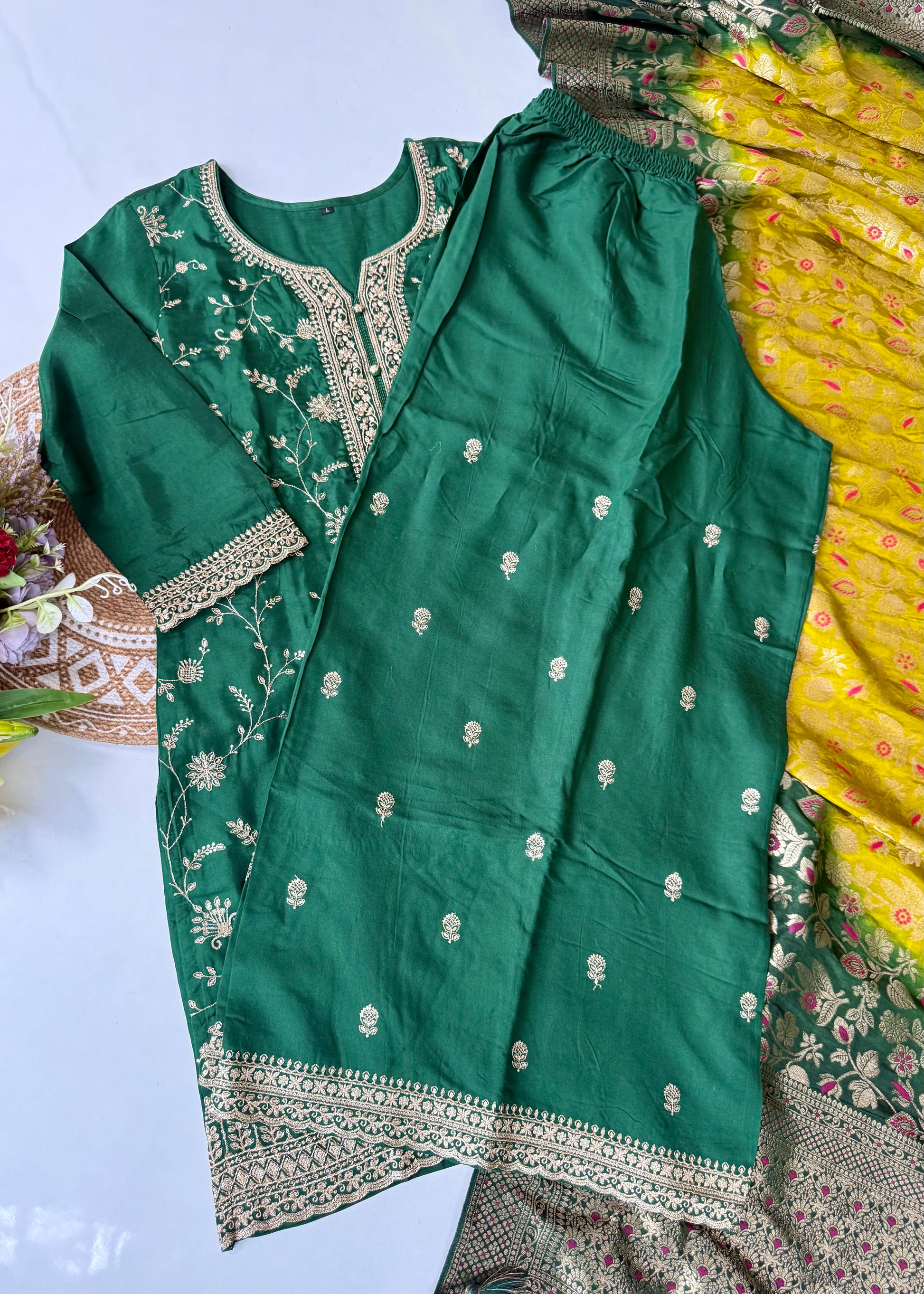 “AYAT” Festive wear Jacquard silk kurta palazzo set