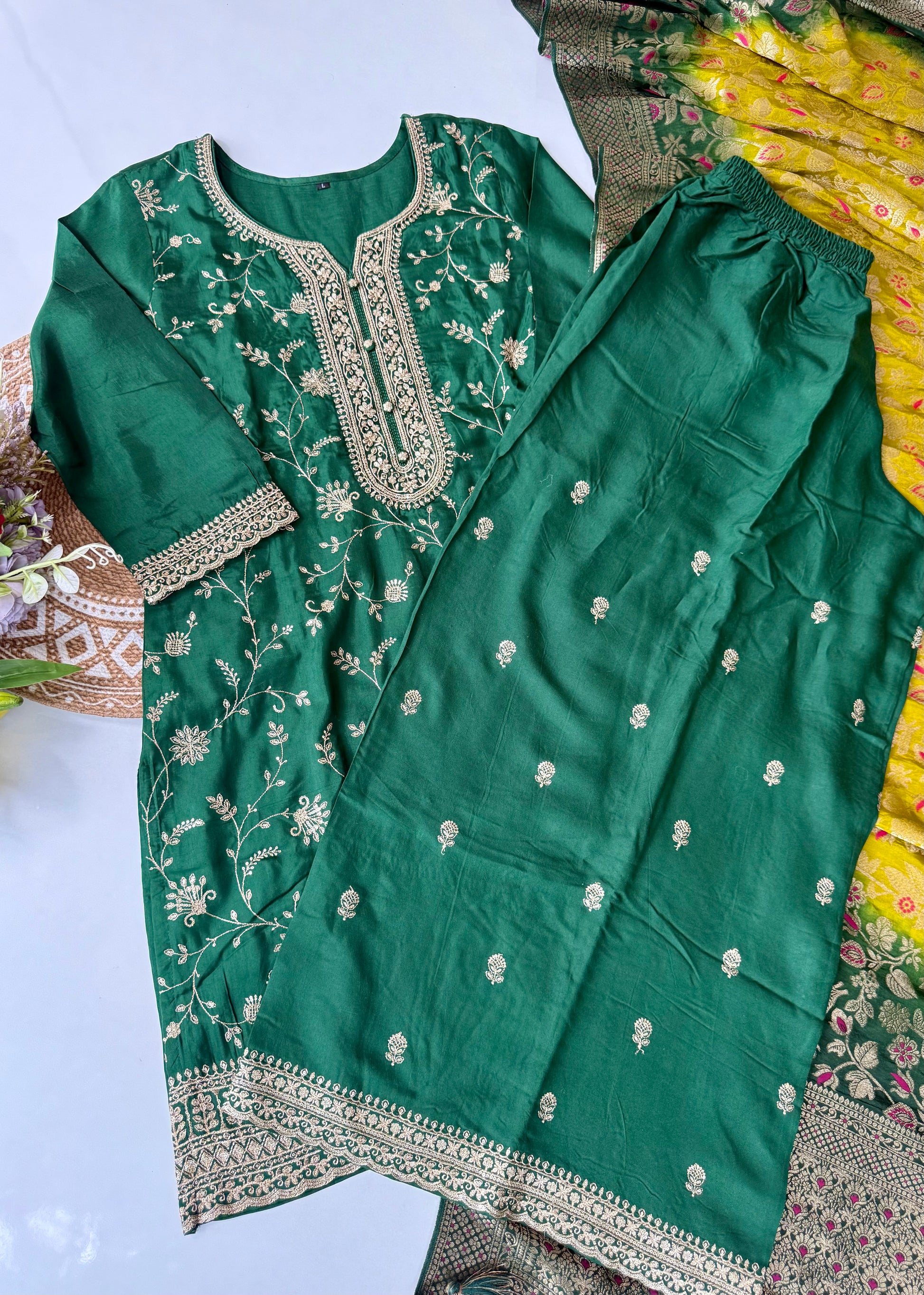 “AYAT” Festive wear Jacquard silk kurta palazzo set