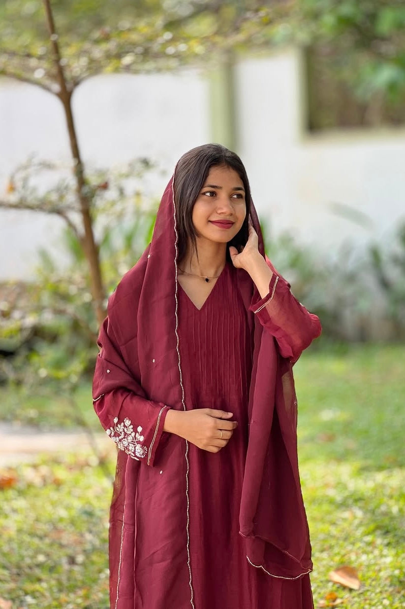 ✨”Auzan– Premium Mul Chanderi A-Line Kurta Set