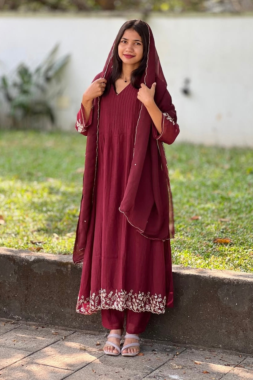✨”Auzan– Premium Mul Chanderi A-Line Kurta Set