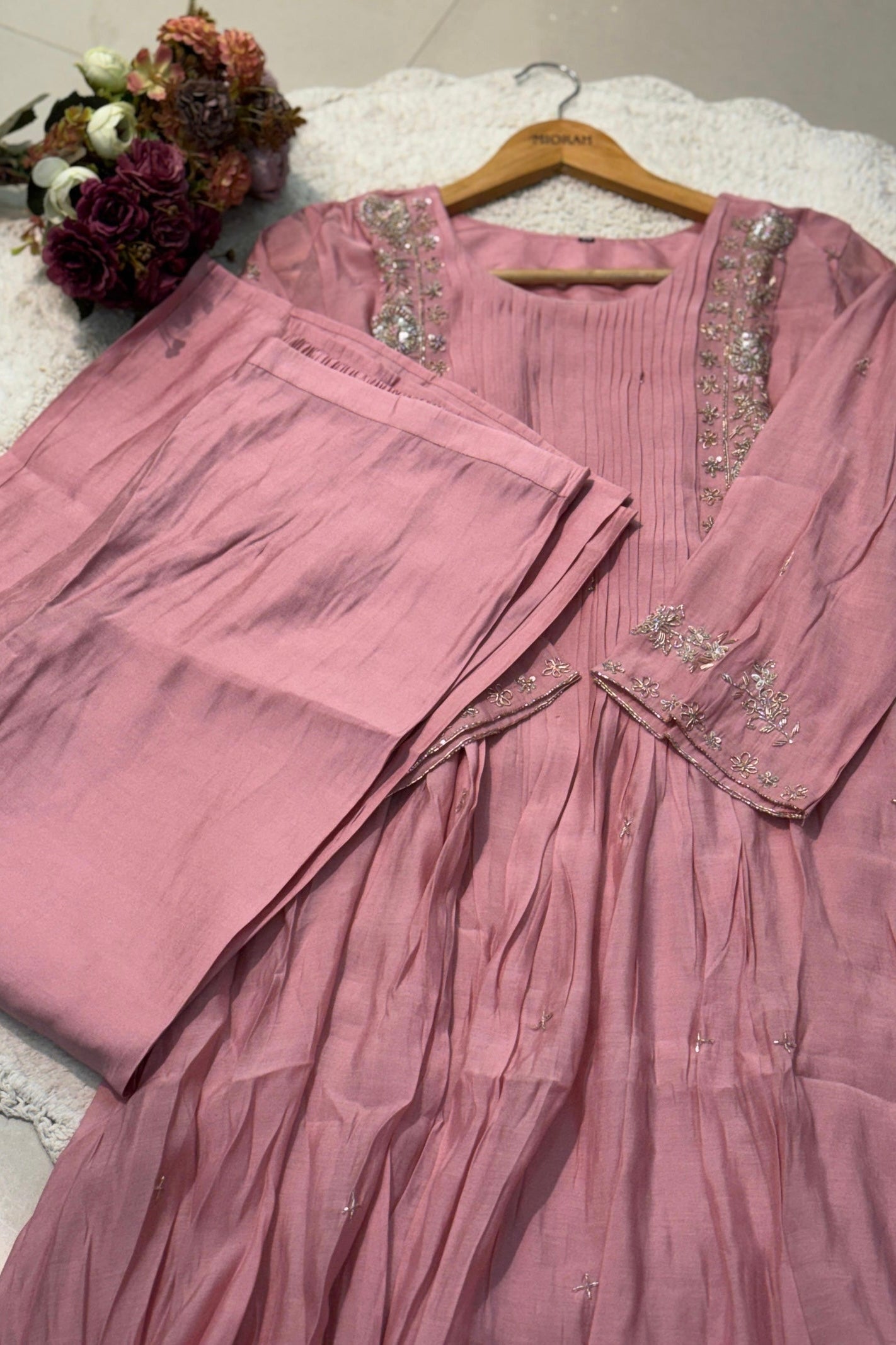 ✨”Zohran– Premium Mul Chanderi A-Line Kurta Set✨