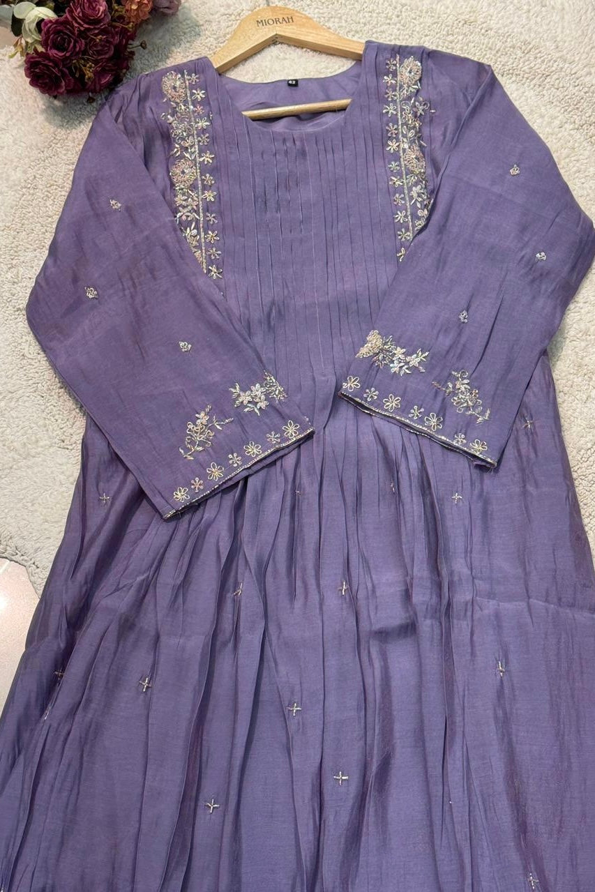 ✨”Zohran– Premium Mul Chanderi A-Line Kurta Set✨
