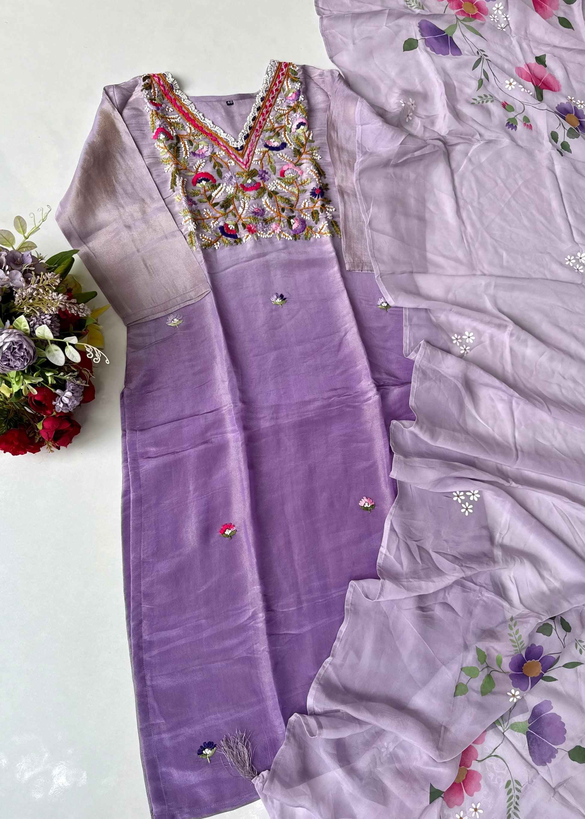 “Ombre” Elegant Thread work Tissue Silk Ombré Suit Set