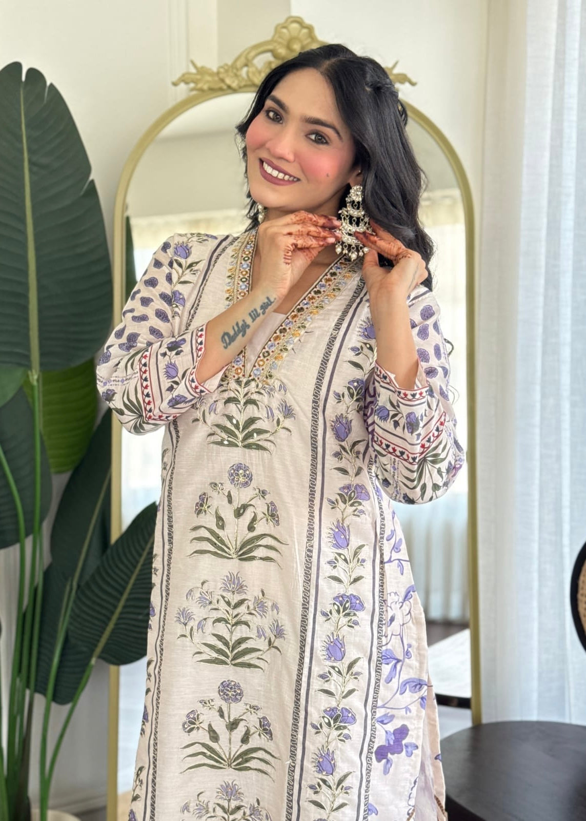 “MILAN" Premium Mul cotton handwork anarkali kurta set