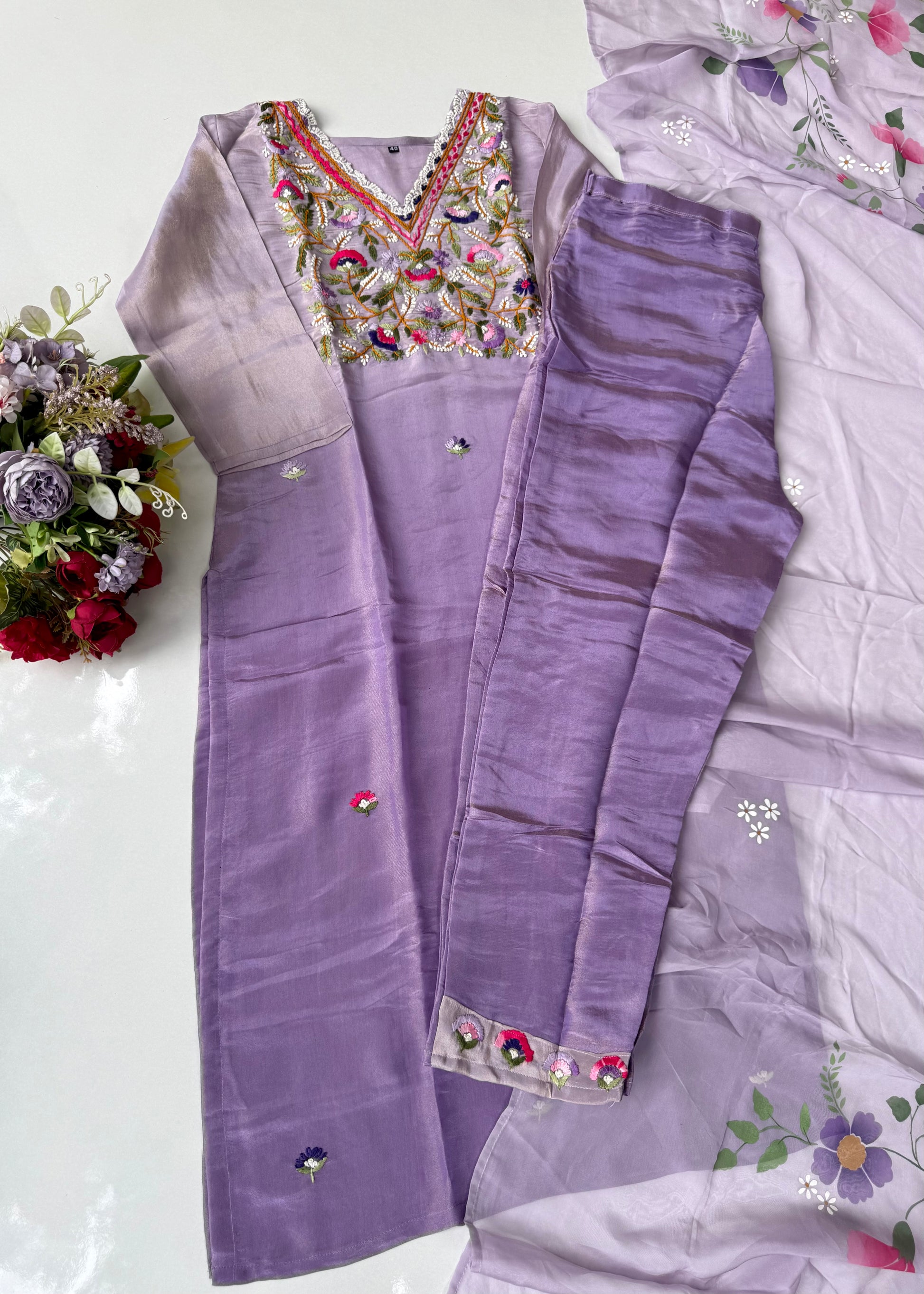 “Ombre” Elegant Thread work Tissue Silk Ombré Suit Set