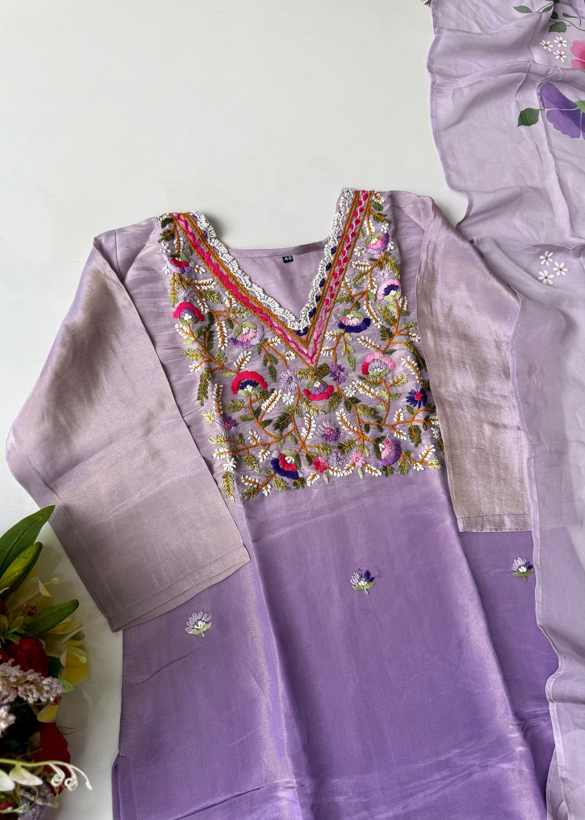 “Ombre” Elegant Thread work Tissue Silk Ombré Suit Set