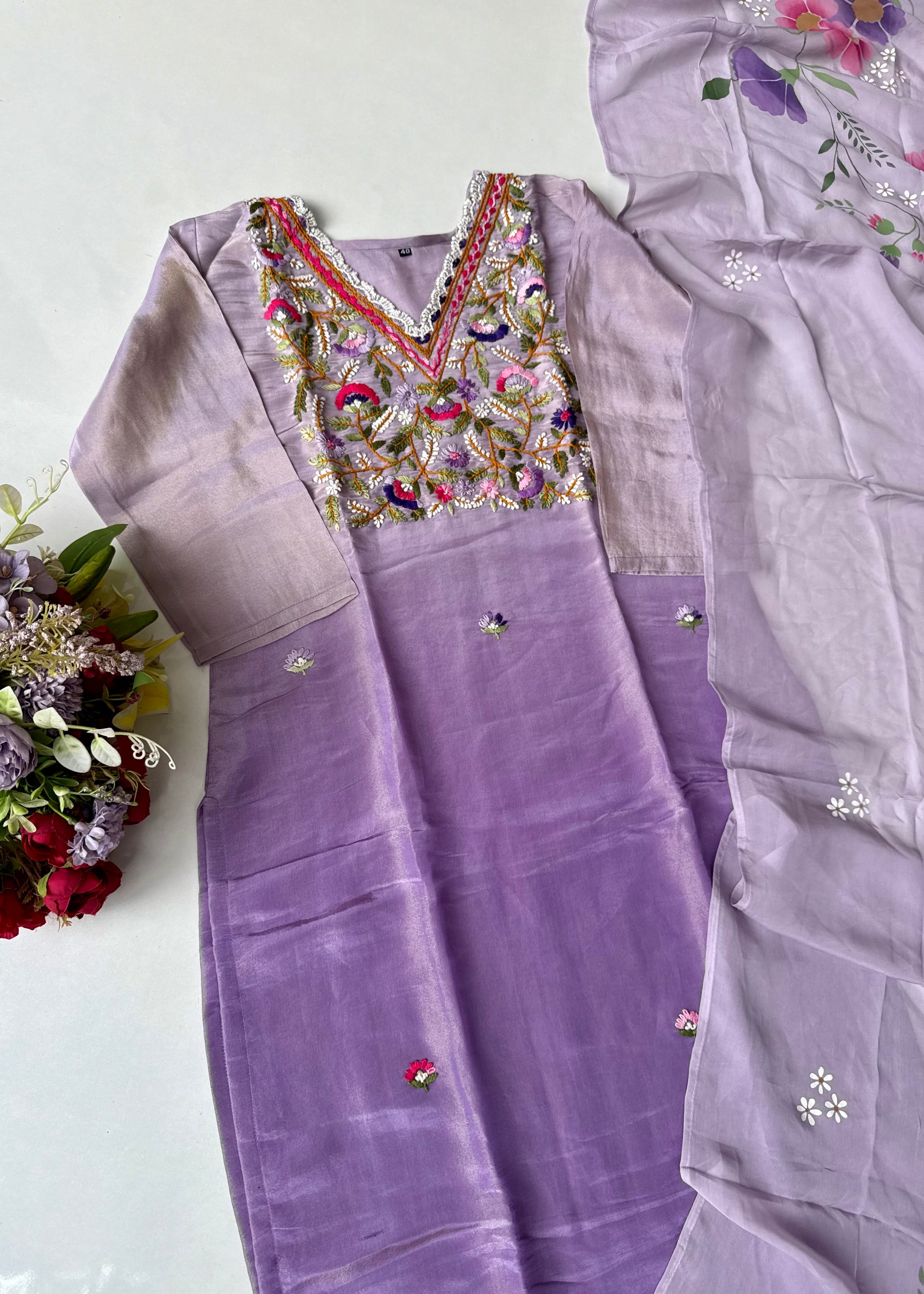 “Ombre” Elegant Thread work Tissue Silk Ombré Suit Set