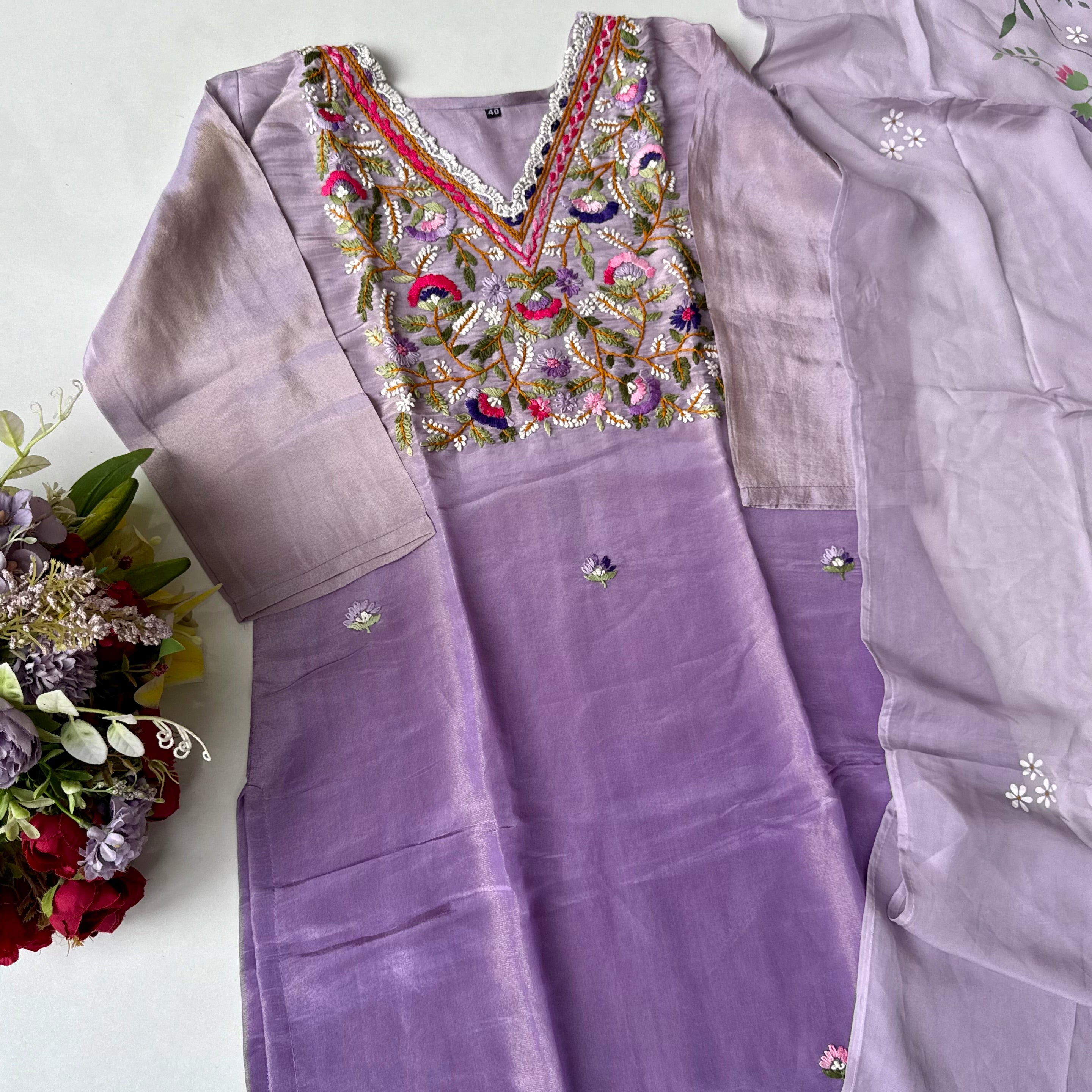 “Ombre” Elegant Thread work Tissue Silk Ombré Suit Set