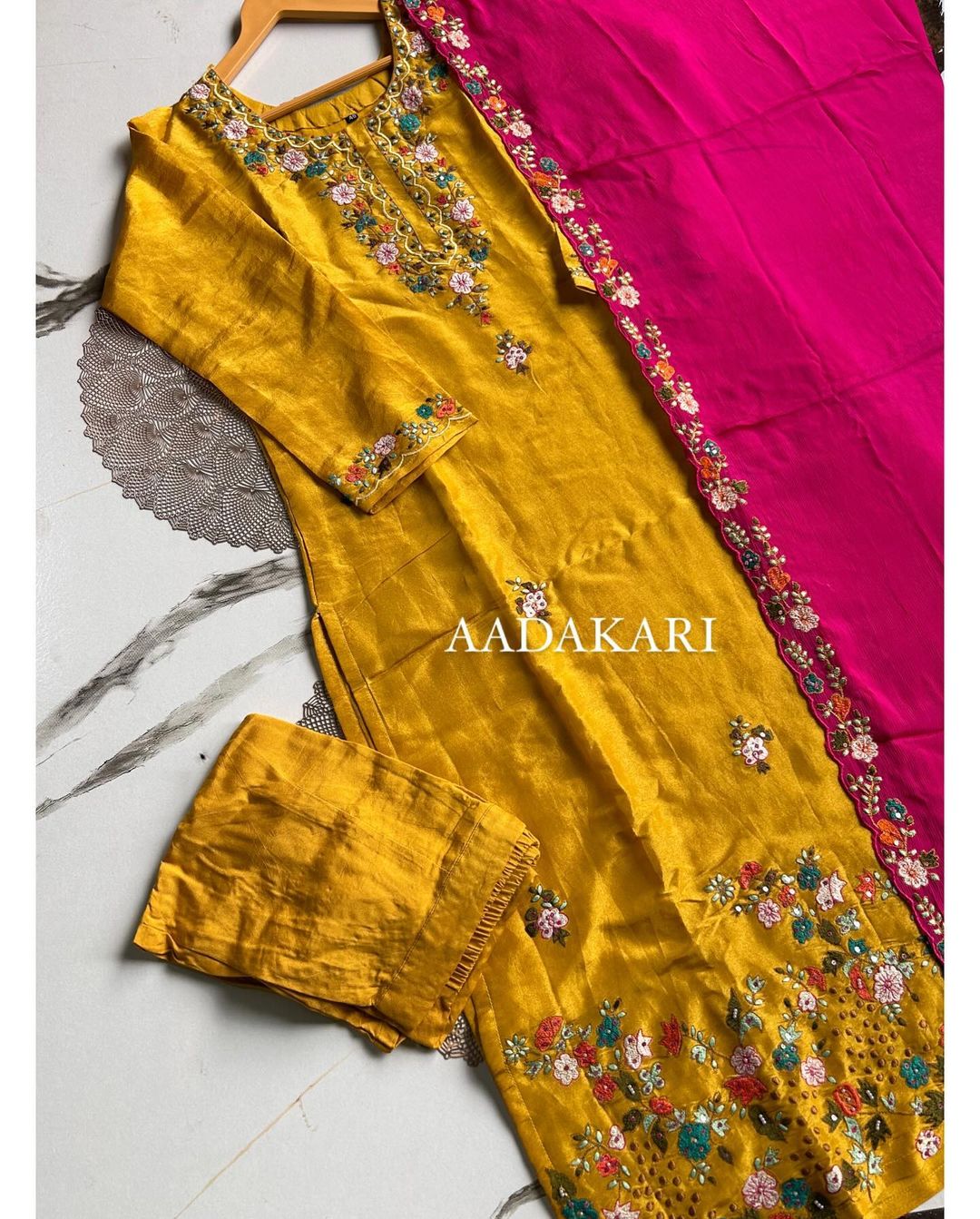 “ SARIKA” Tissue silk kurti bottom with chinnon dupatta set