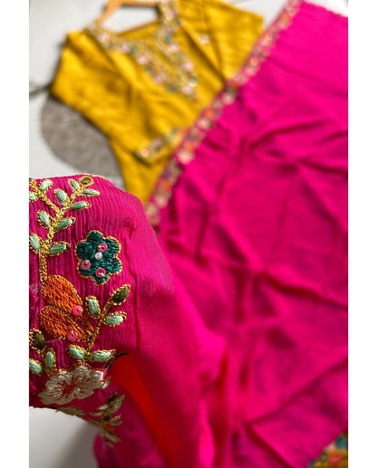 “ SARIKA” Tissue silk kurti bottom with chinnon dupatta set