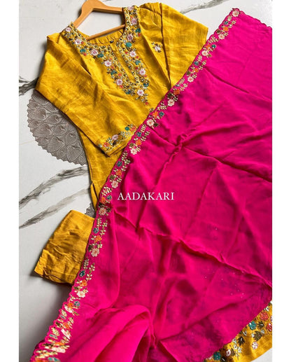 “ SARIKA” Tissue silk kurti bottom with chinnon dupatta set