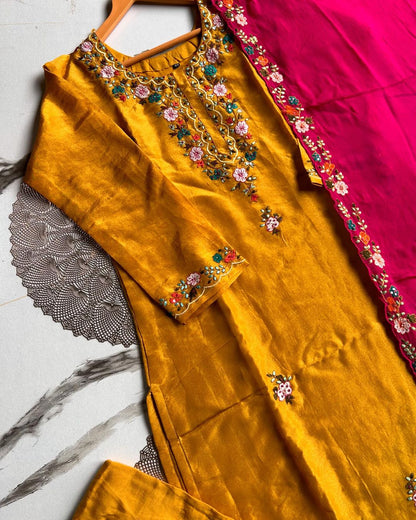 “ SARIKA” Tissue silk kurti bottom with chinnon dupatta set