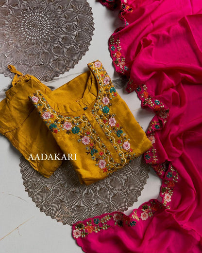 “ SARIKA” Tissue silk kurti bottom with chinnon dupatta set