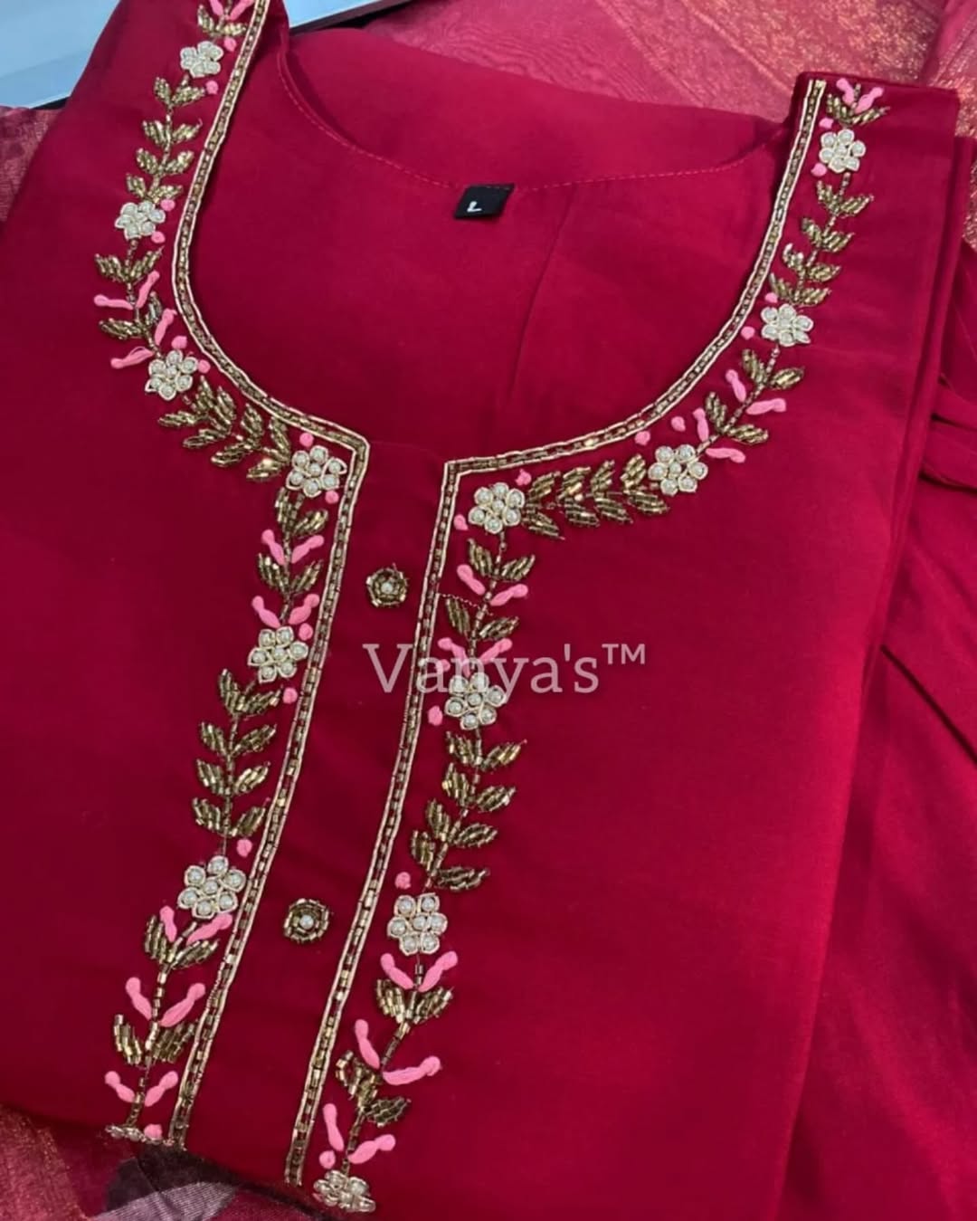 “Eloise” Elegant roman silk hand embroidery work suit