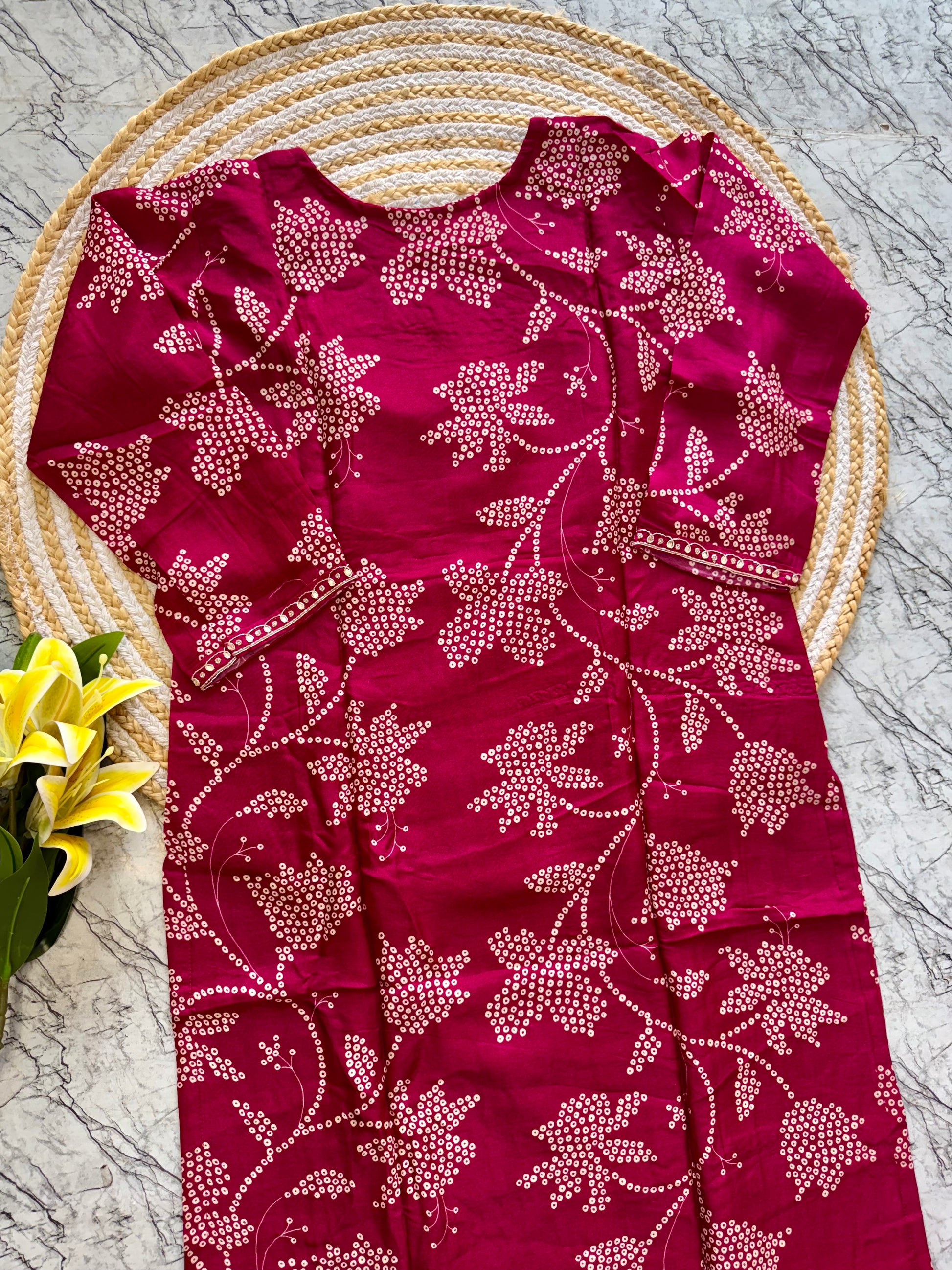 "Grishma" Beautiful printed Russian silk kurti bottom with dupatta set