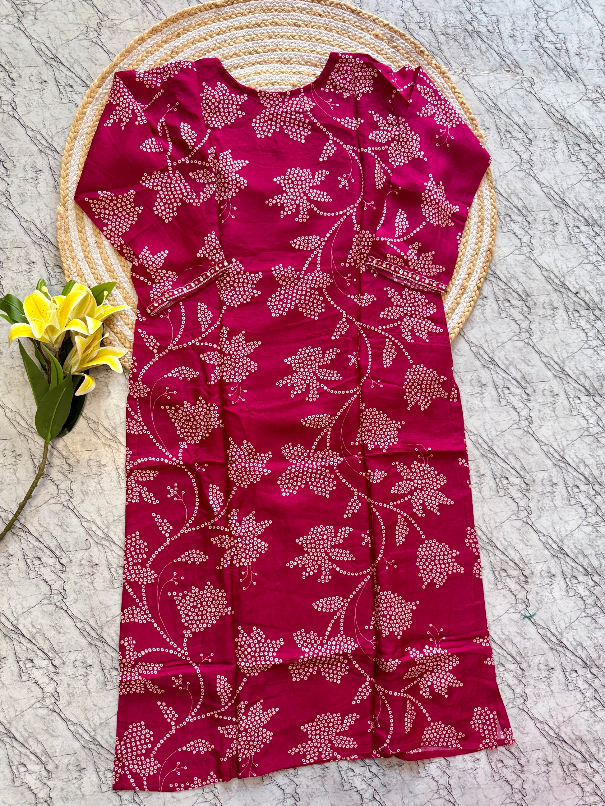 "Grishma" Beautiful printed Russian silk kurti bottom with dupatta set