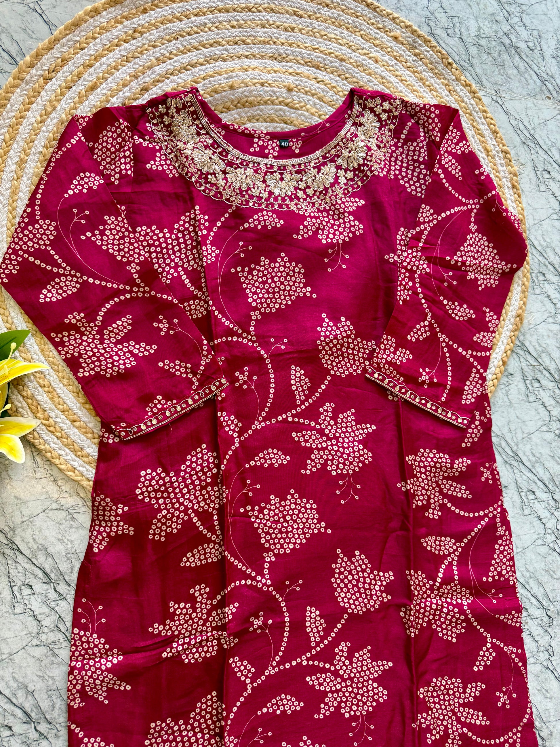 "Grishma" Beautiful printed Russian silk kurti bottom with dupatta set