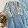 “Alora” Blue Serenity Ombre Tissue Silk kurta set