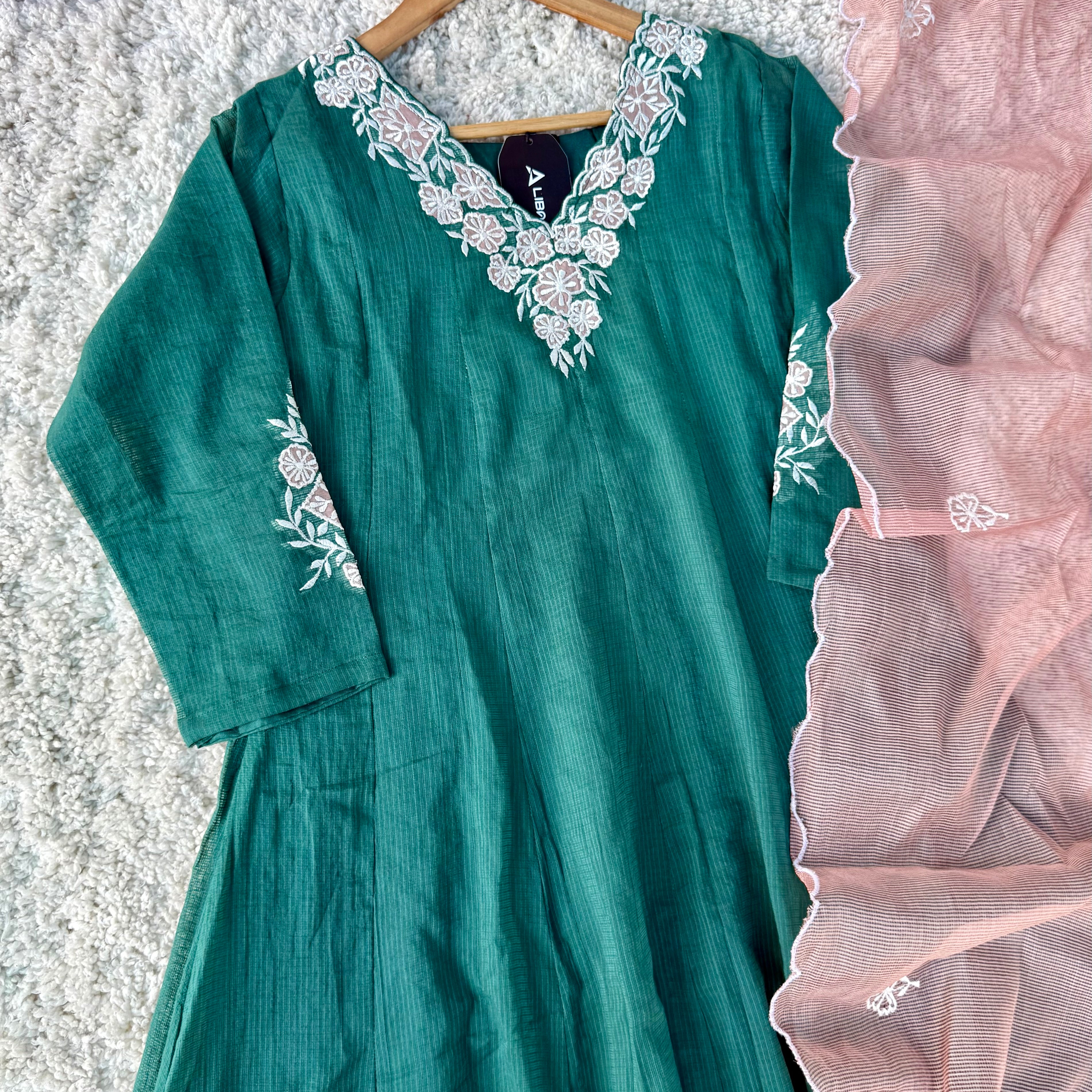 ✨AZ02- Beautiful Kota Embroidered A Line Kurta set