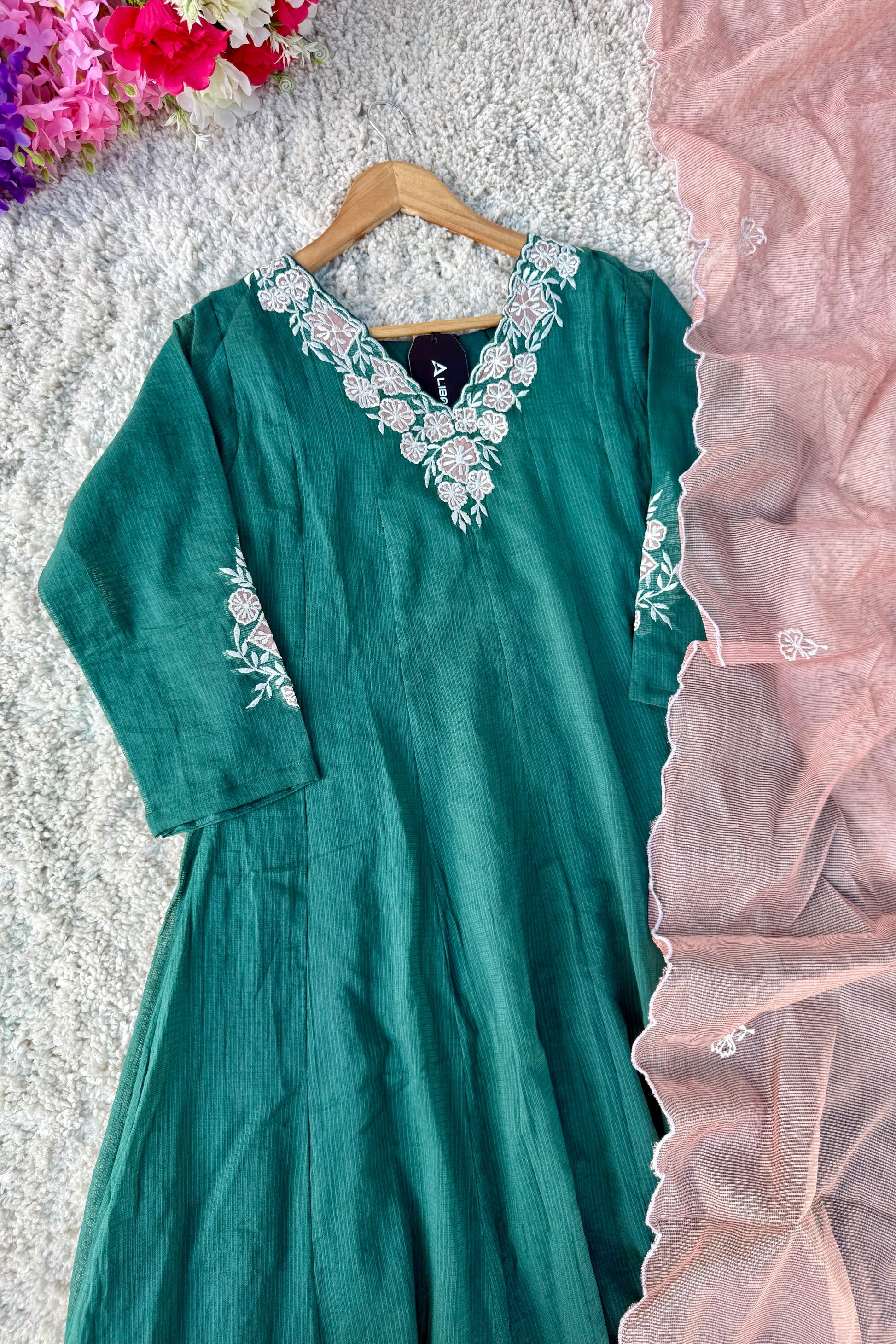 ✨AZ02- Beautiful Kota Embroidered A Line Kurta set